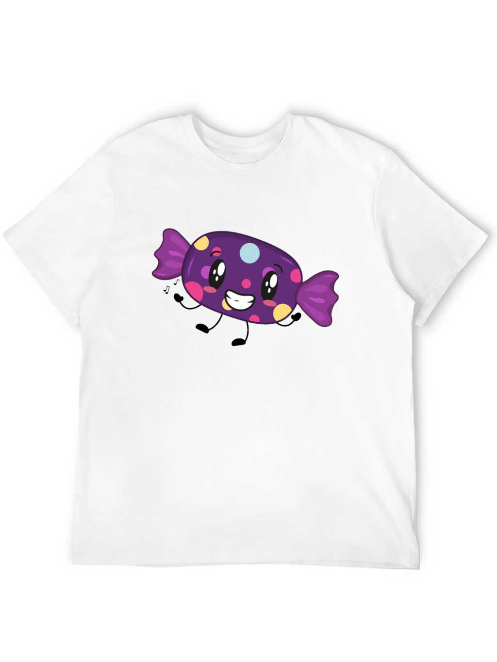 Candy Cartoon Graphic T-Shirt - Black Fun Design