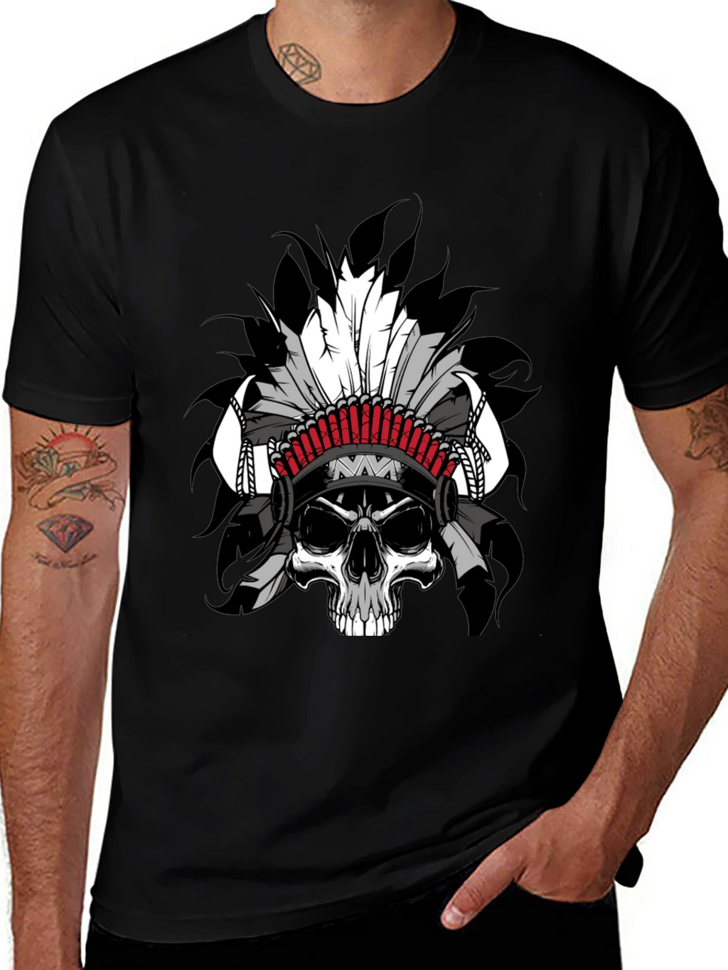 Skull Chief Graphic T-Shirt - Black Cotton Tee