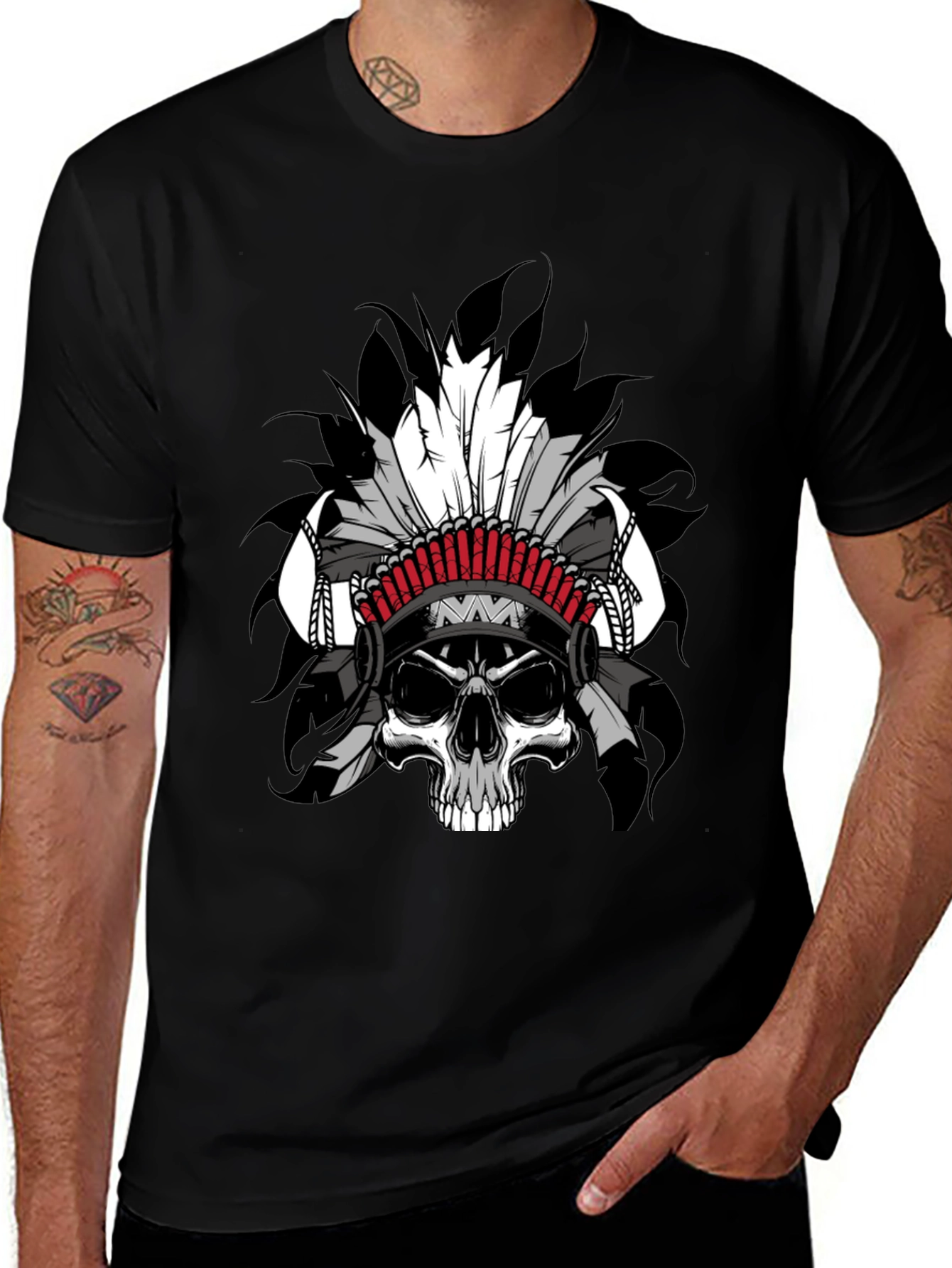 Skull Chief Graphic T-Shirt - Black Cotton Tee