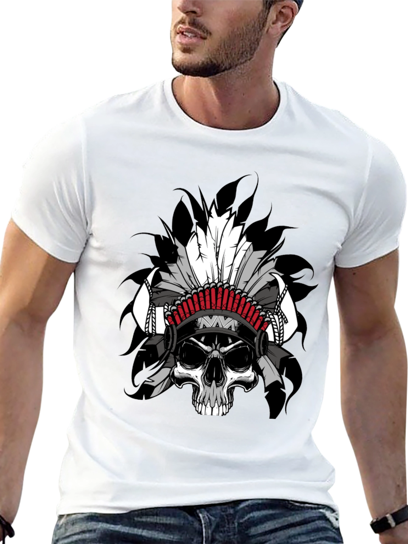 Skull Chief Graphic T-Shirt - Black Cotton Tee