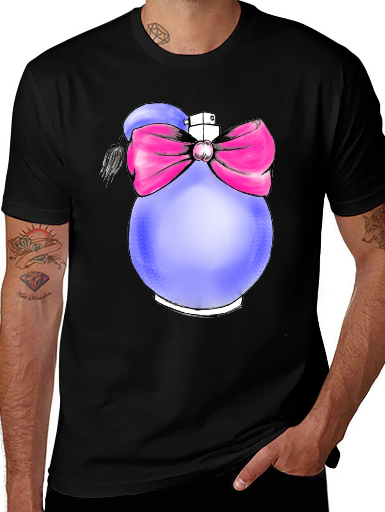 Perfume Bottle Graphic T-Shirt - Novelty Fashion Tee