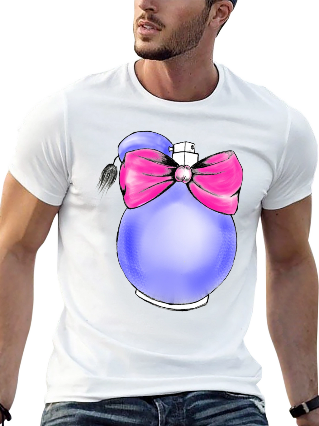 Perfume Bottle Graphic T-Shirt - Novelty Fashion Tee