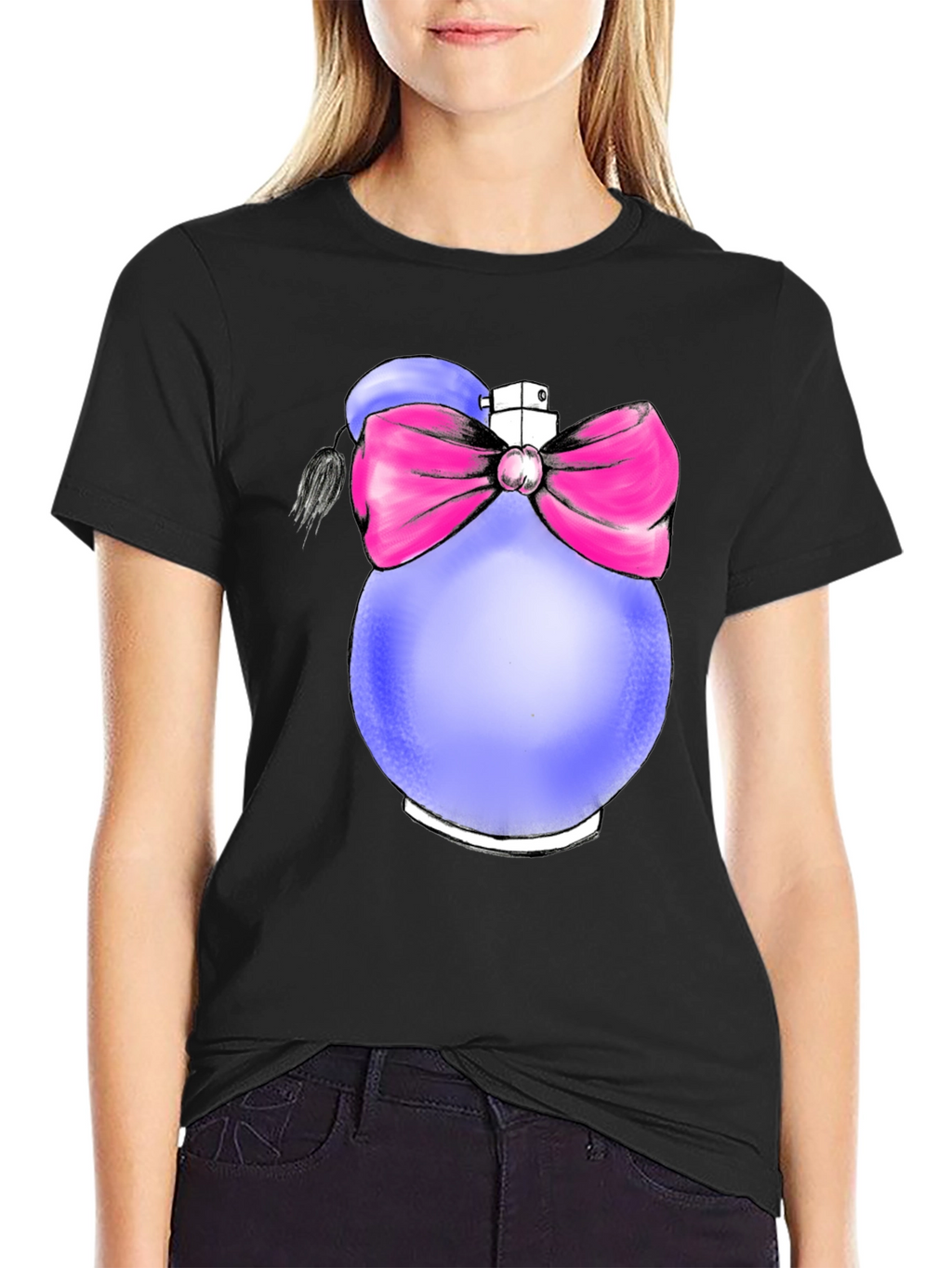 Perfume Bottle Graphic T-Shirt - Novelty Fashion Tee