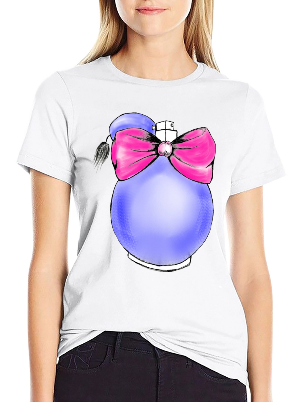 Perfume Bottle Graphic T-Shirt - Novelty Fashion Tee
