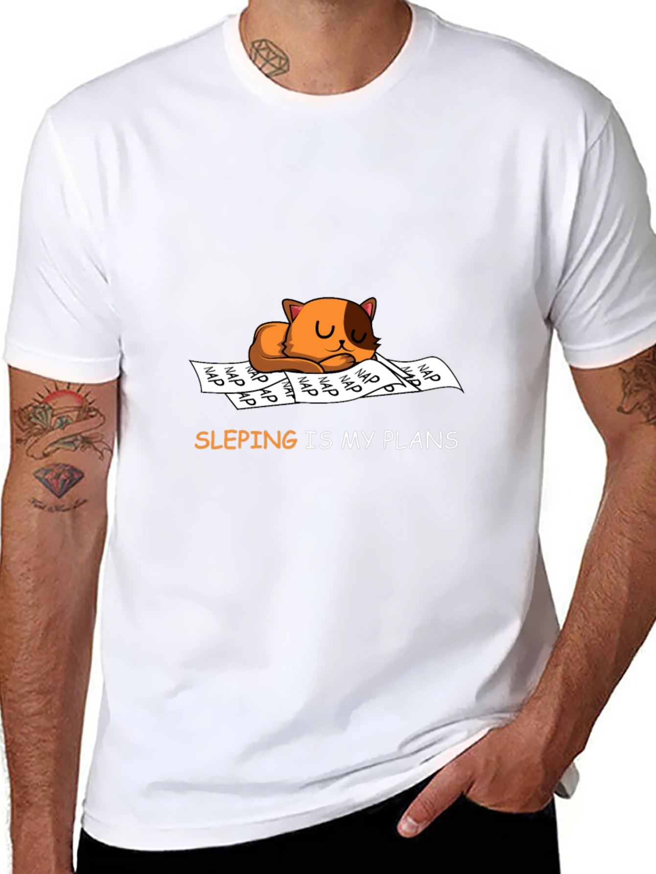 Sleeping Cat Plans Graphic T-Shirt