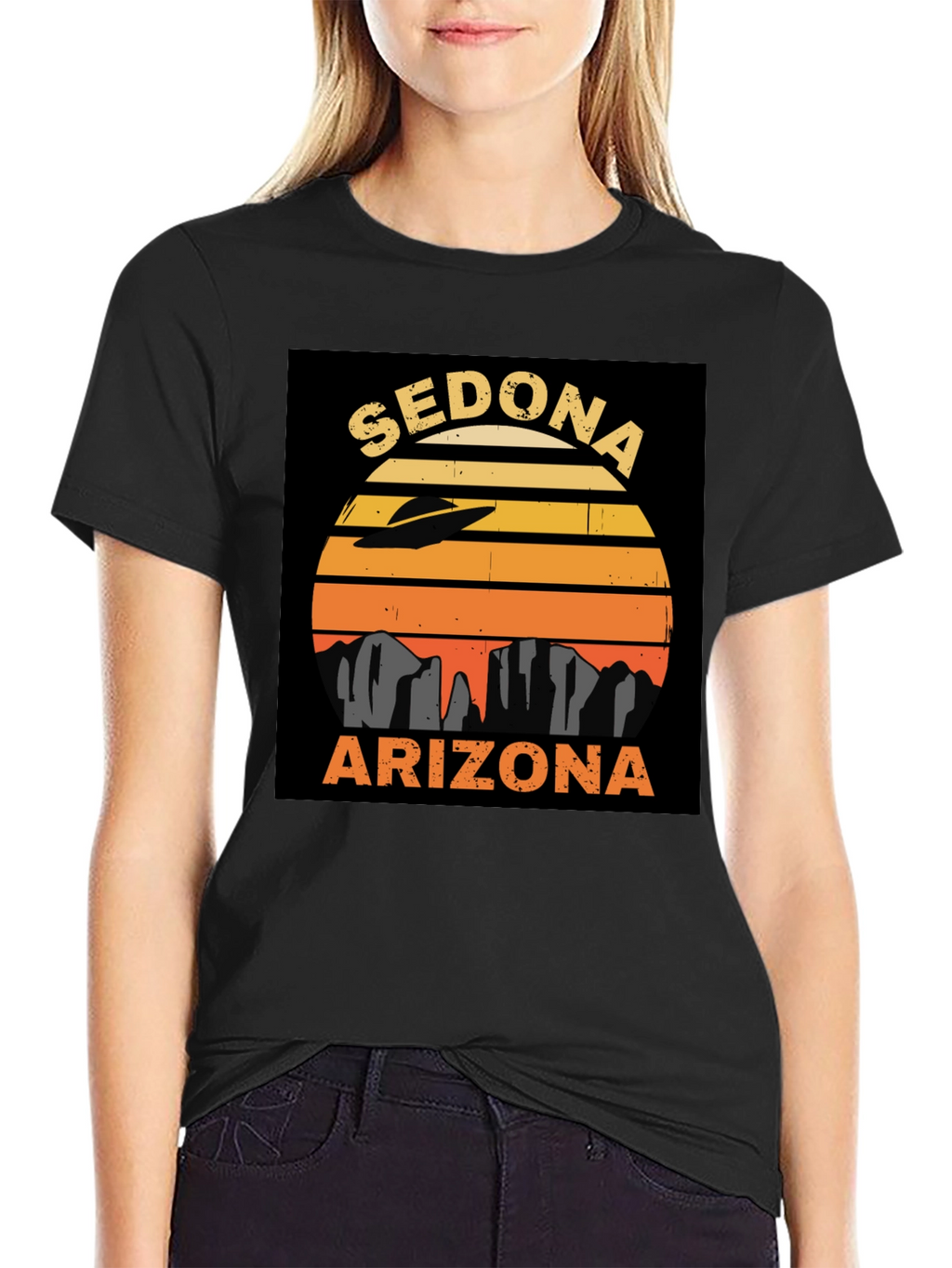 Sedona Arizona UFO Retro Sunset T-Shirt