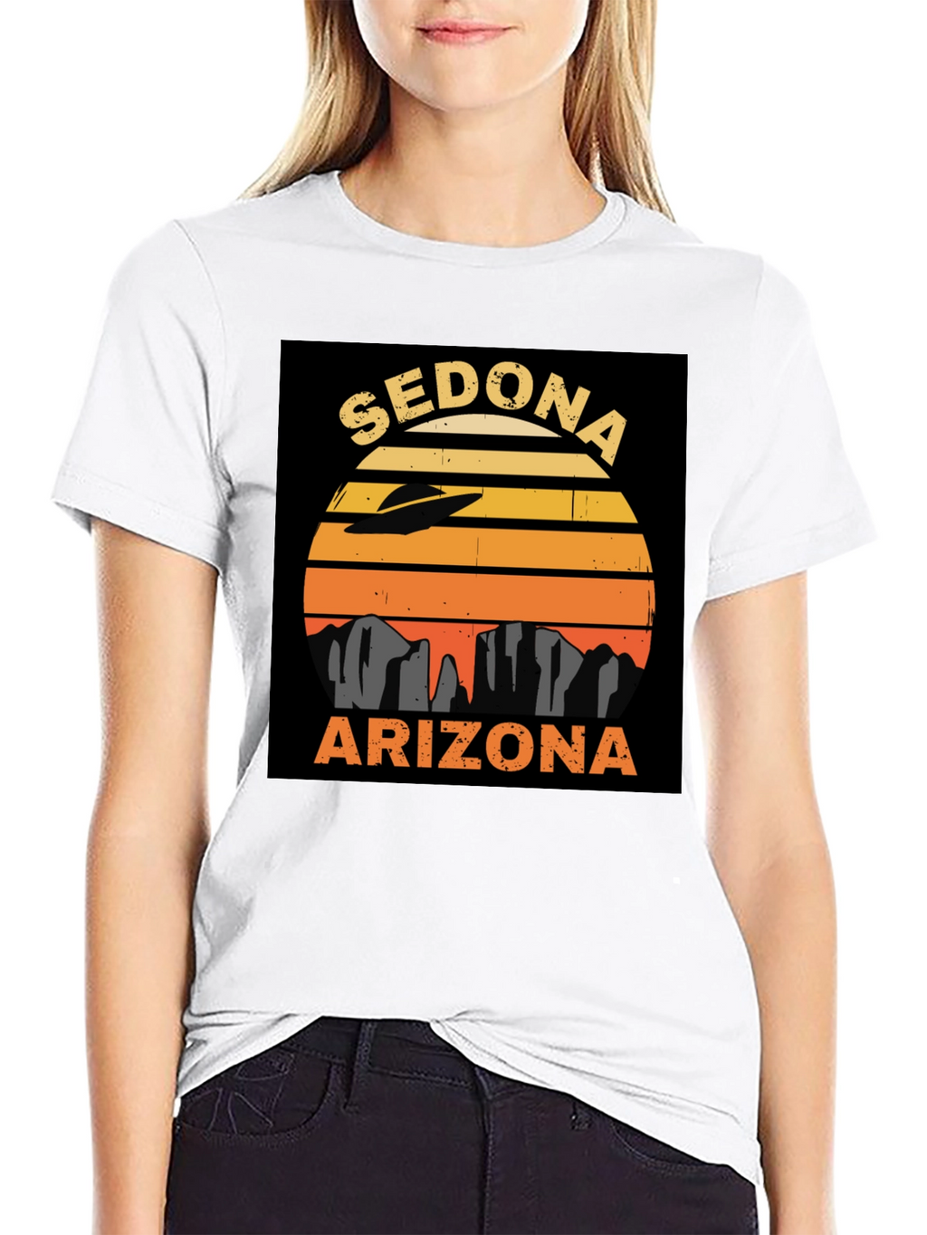 Sedona Arizona UFO Retro Sunset T-Shirt