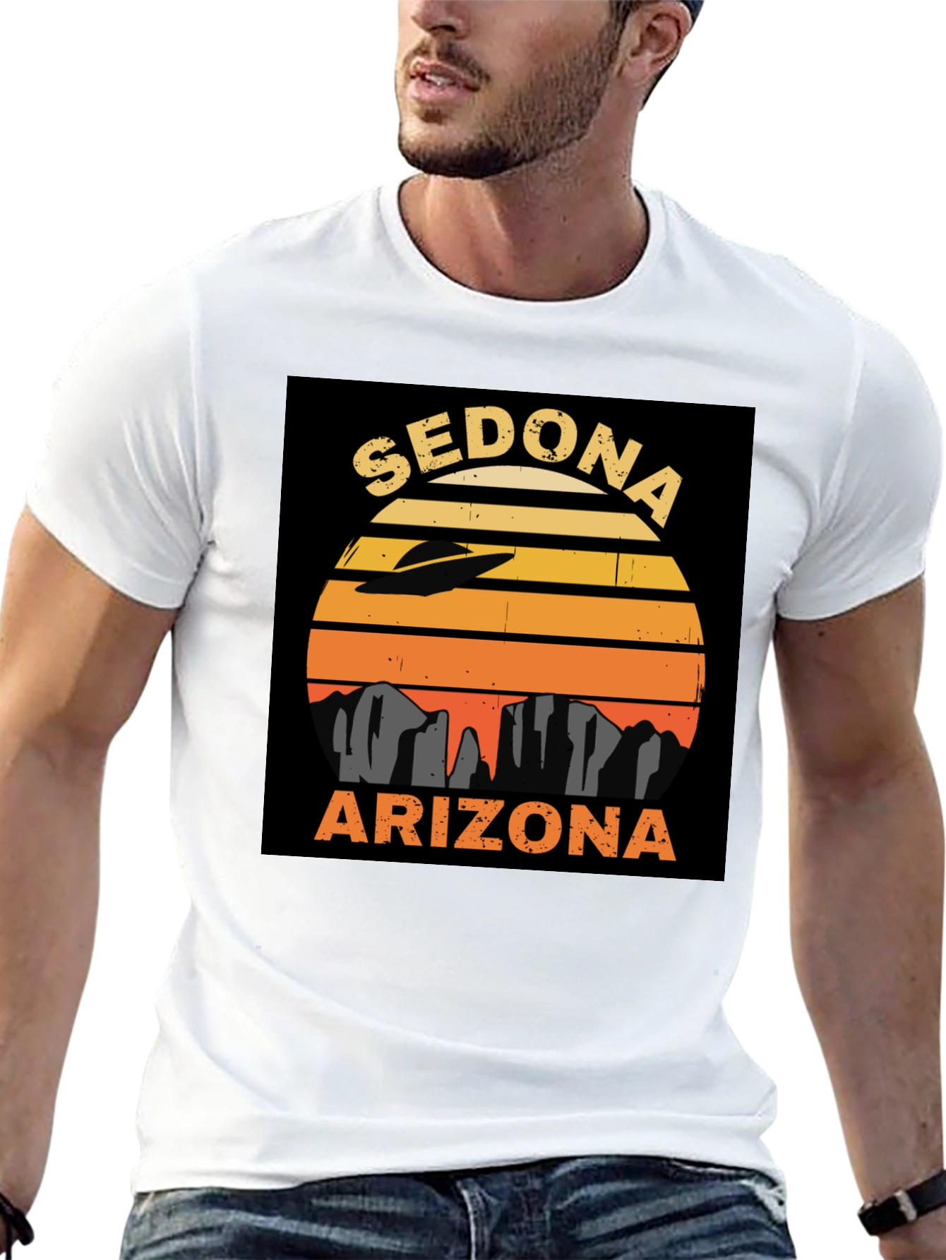 Sedona Arizona UFO Retro Sunset T-Shirt