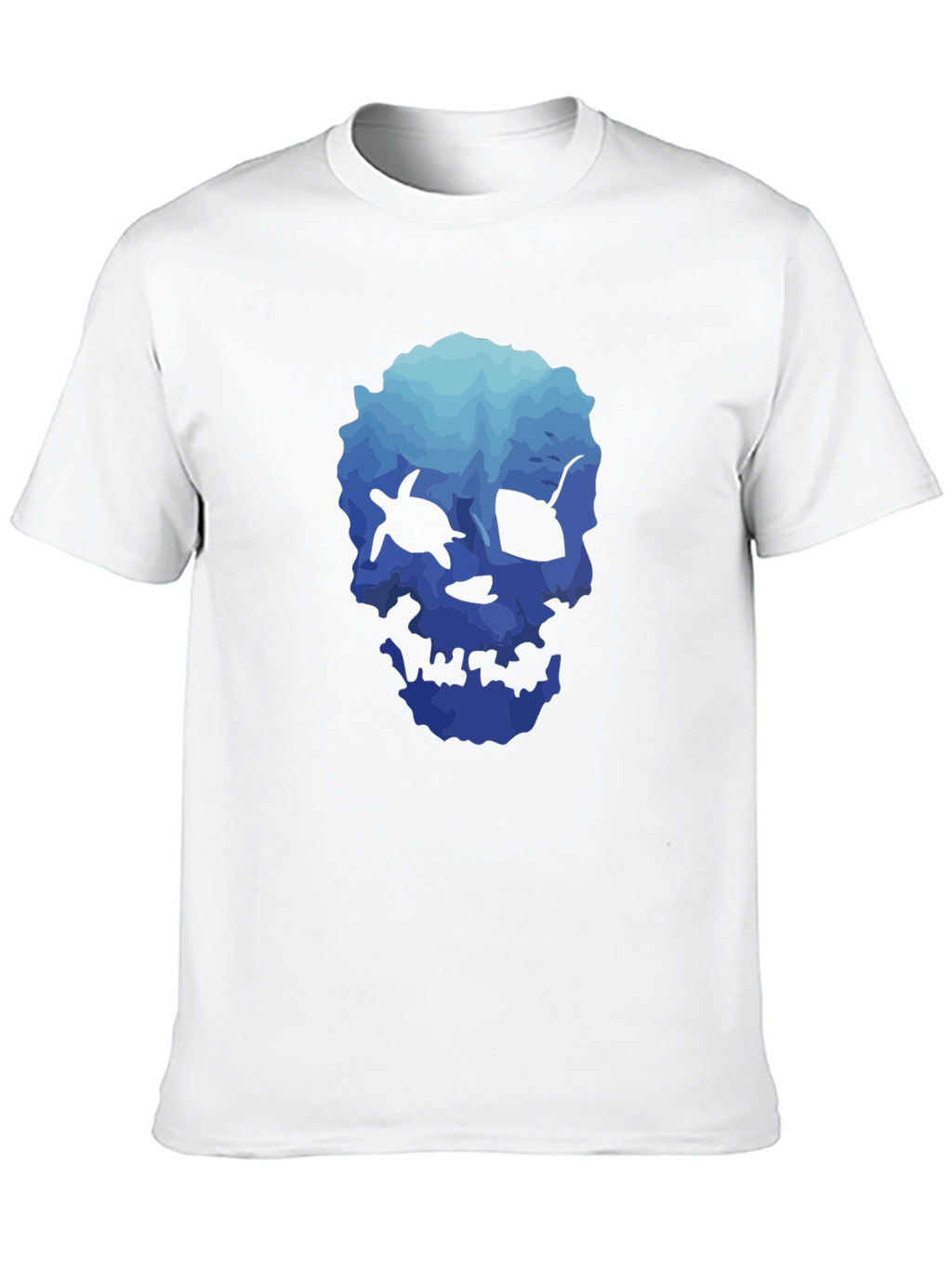 Ocean Skull Graphic Tee - Soft Black T-Shirt