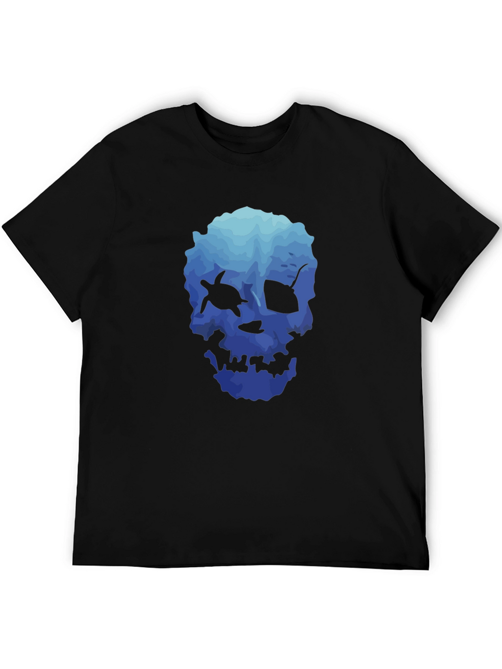 Ocean Skull Graphic Tee - Soft Black T-Shirt