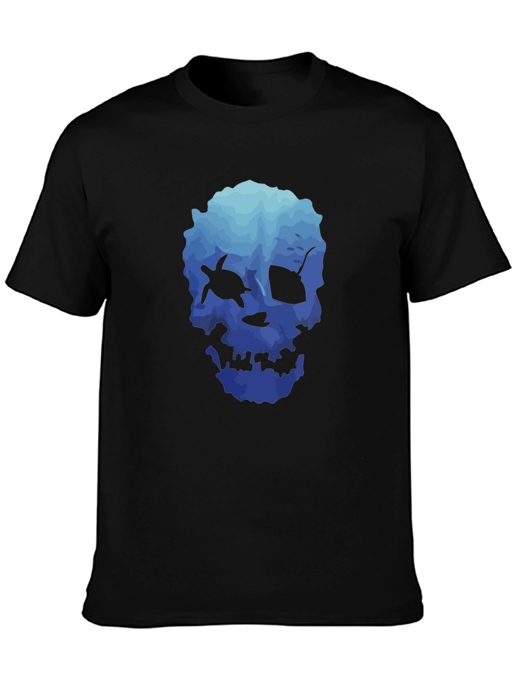 Ocean Skull Graphic Tee - Soft Black T-Shirt