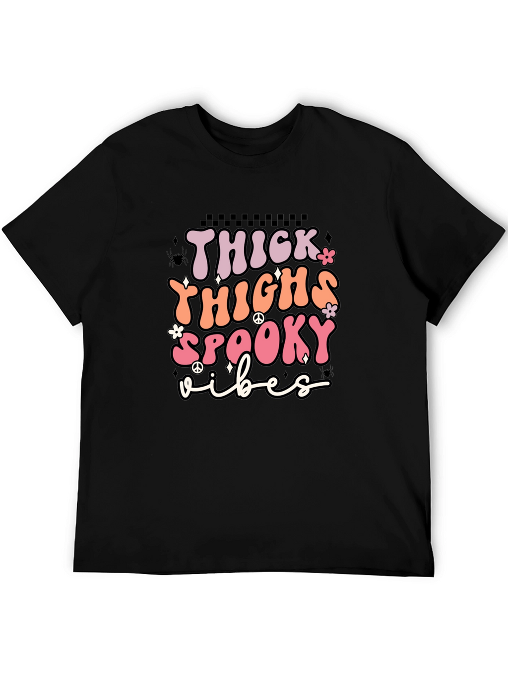 Thick Thighs Spooky Vibes Black T-Shirt