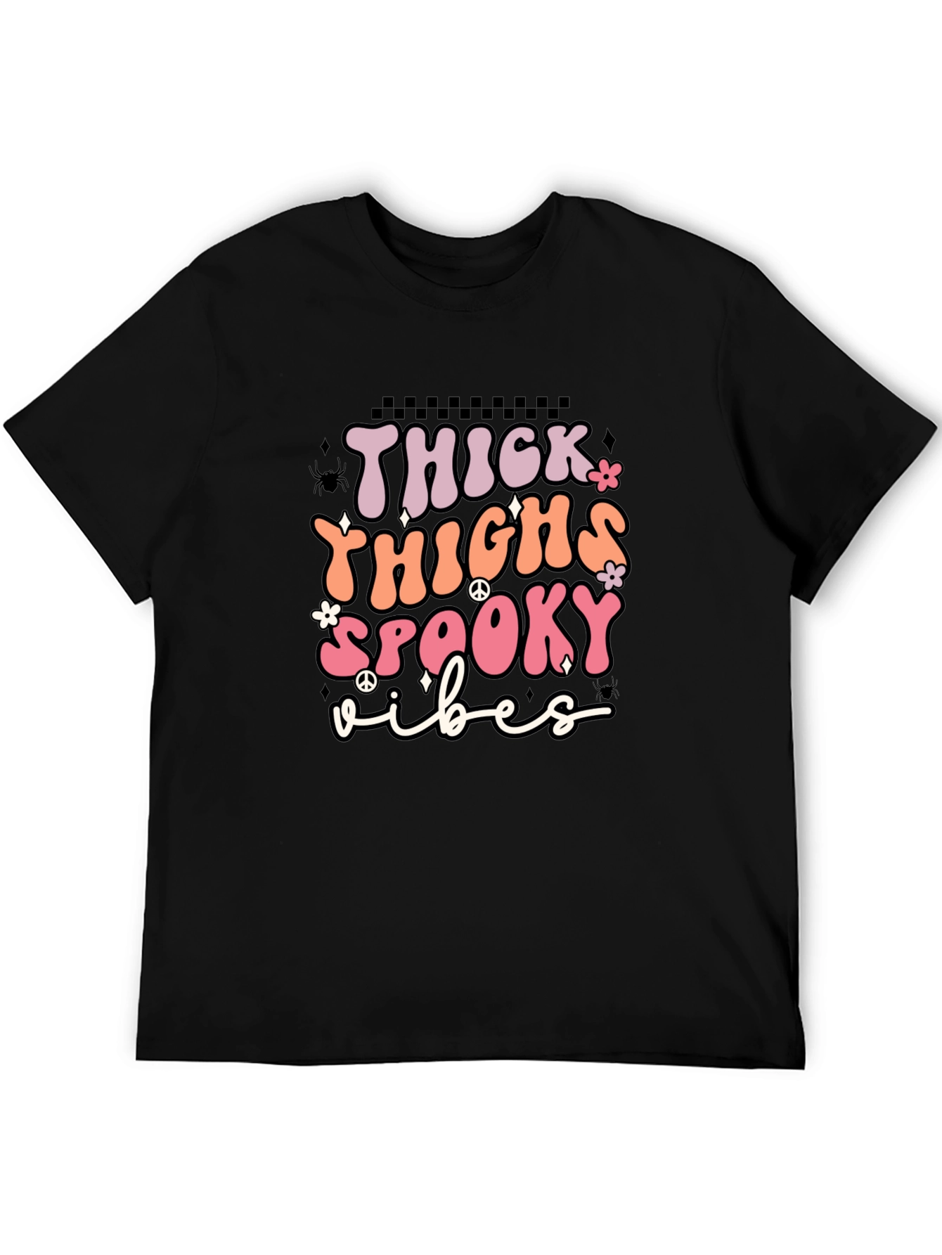 Thick Thighs Spooky Vibes Black T-Shirt