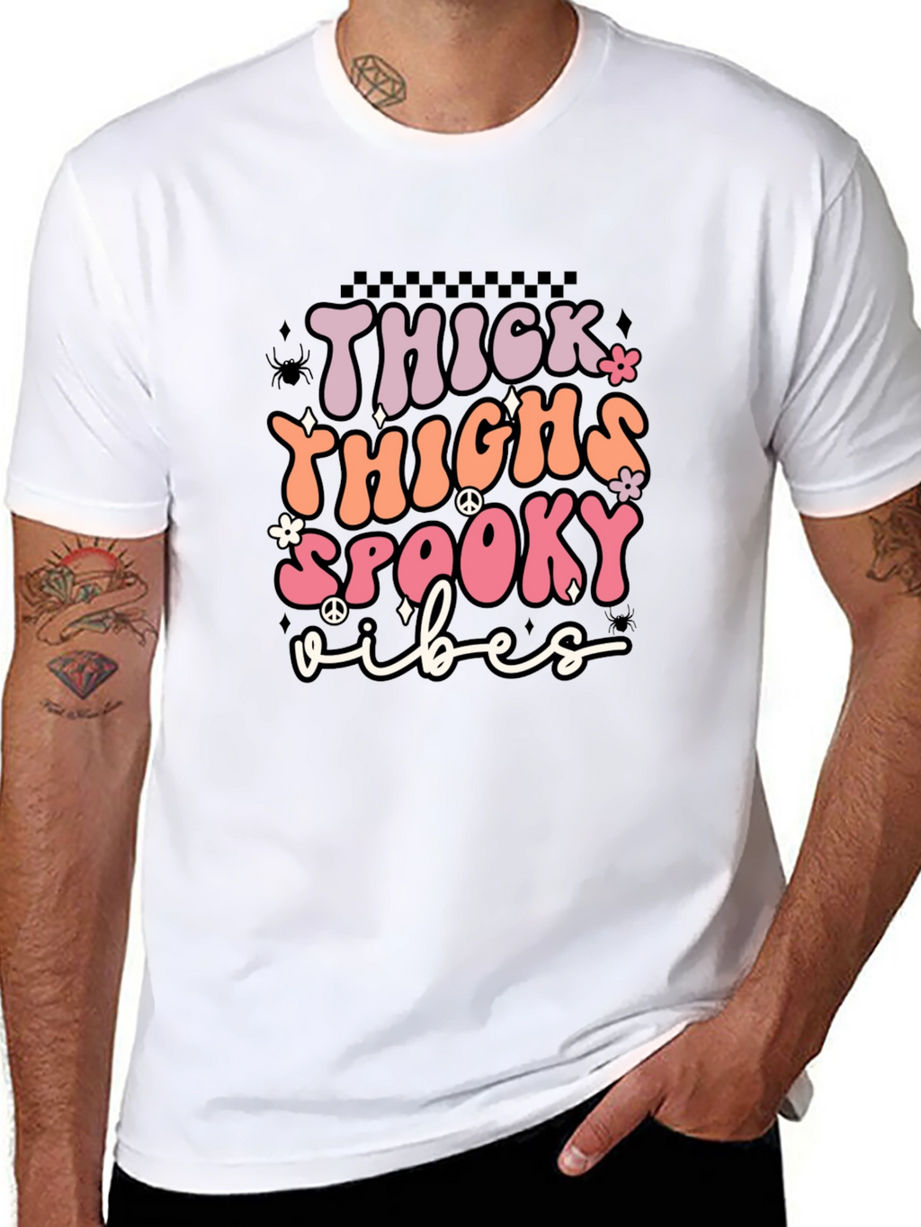 Thick Thighs Spooky Vibes Black T-Shirt