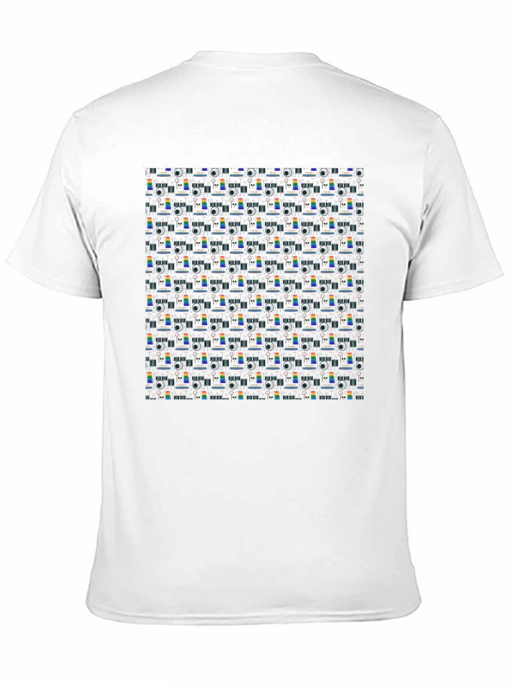 Retro Projector Patterned Black T-Shirt