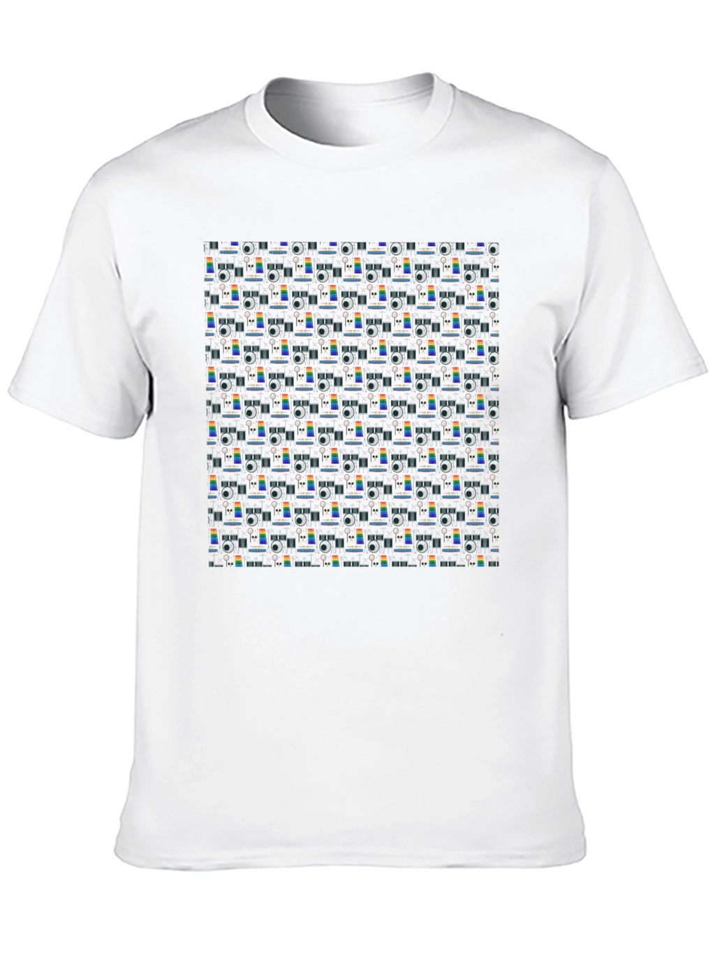 Retro Projector Patterned Black T-Shirt