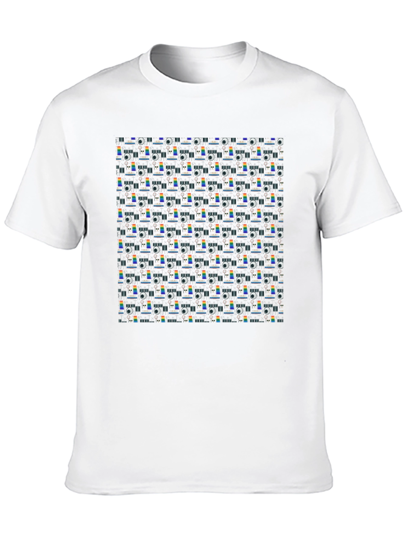 Retro Projector Patterned Black T-Shirt