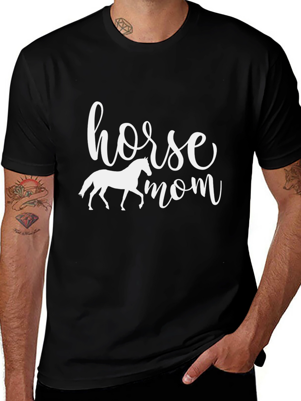 Horse Mom Black Graphic T-Shirt