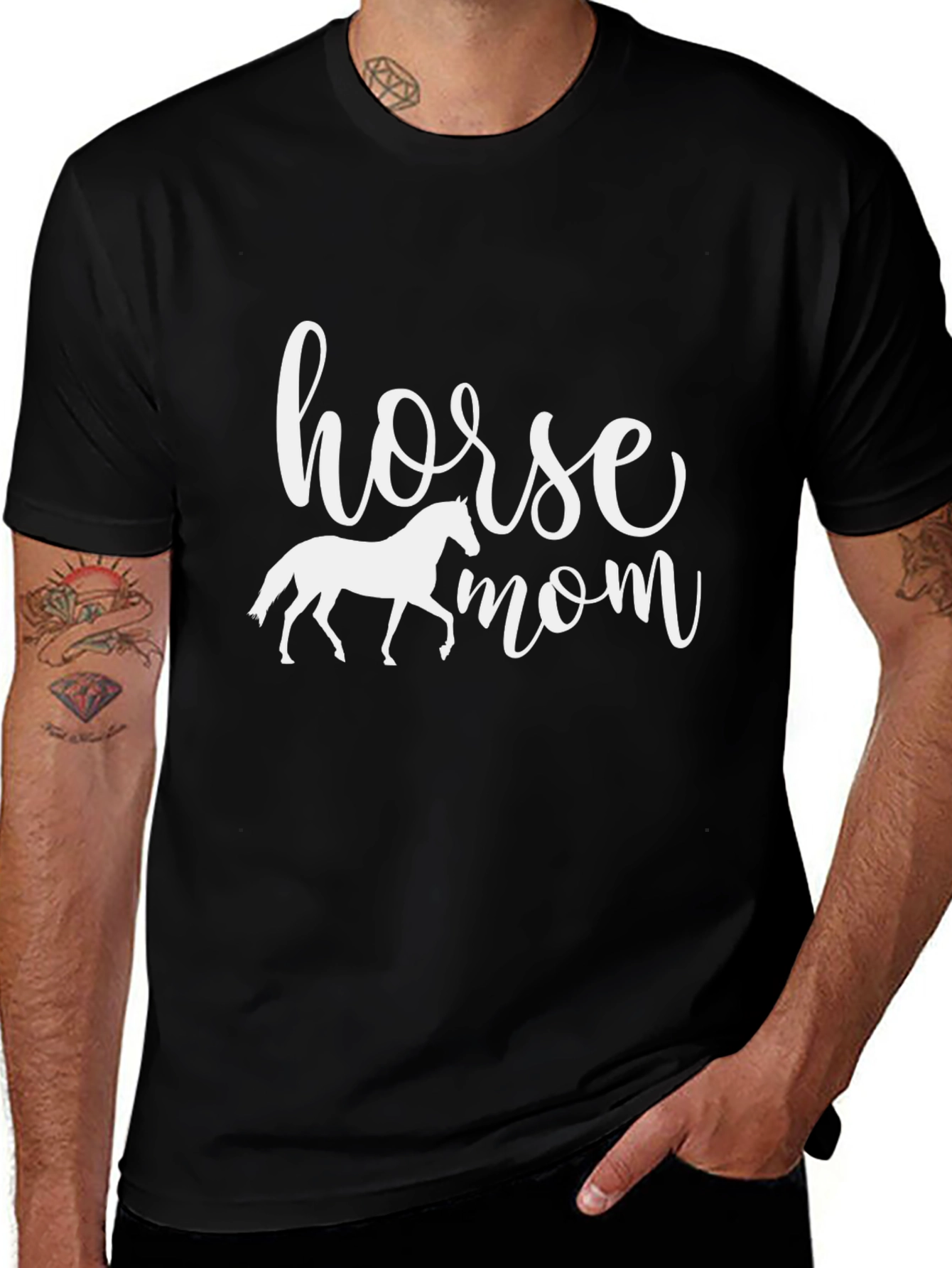 Horse Mom Black Graphic T-Shirt