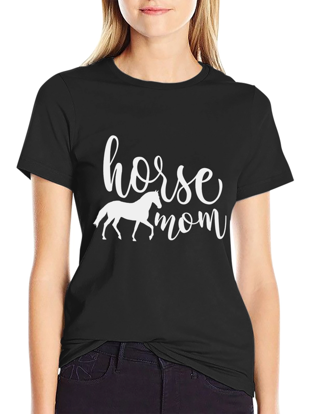 Horse Mom Black Graphic T-Shirt