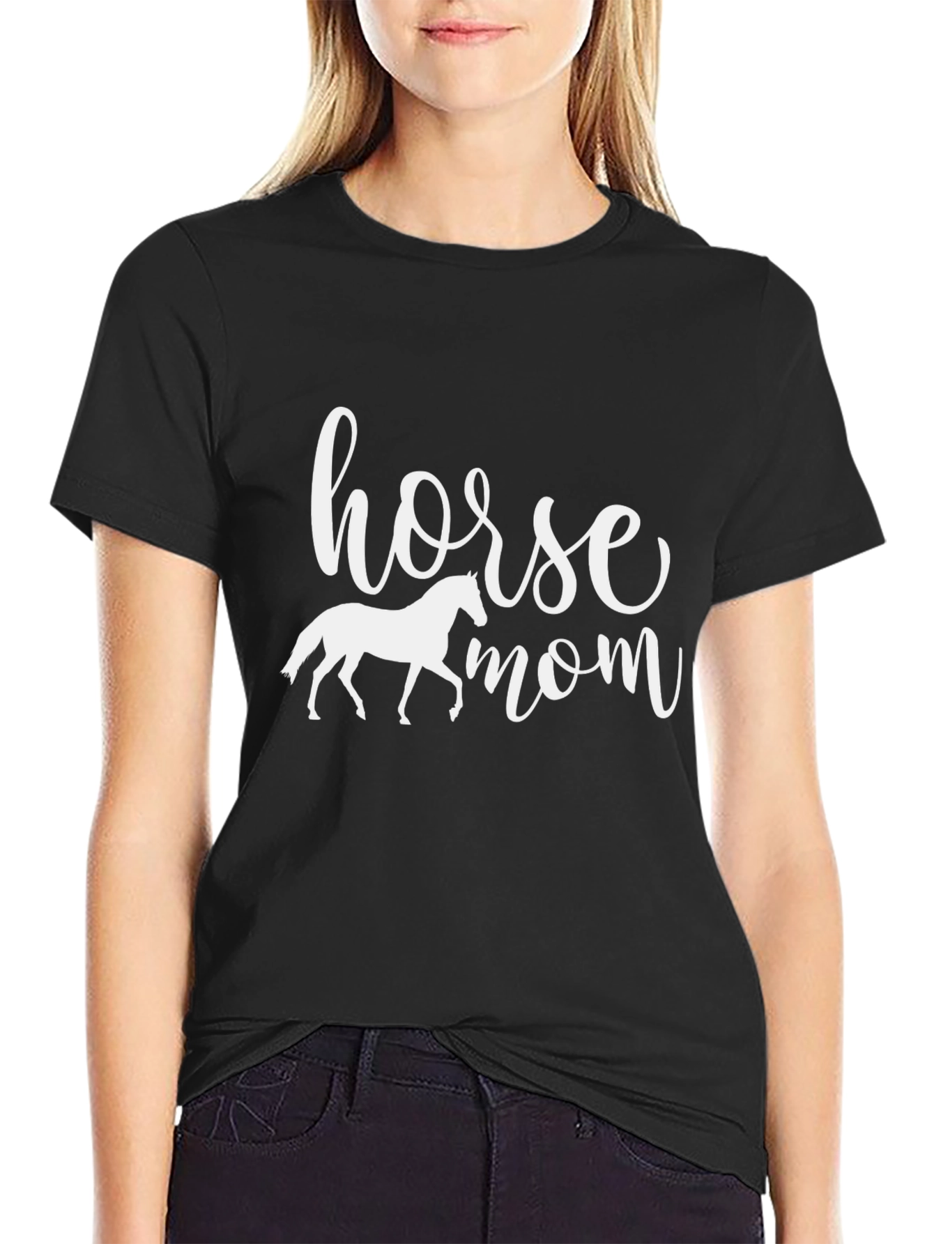Horse Mom Black Graphic T-Shirt
