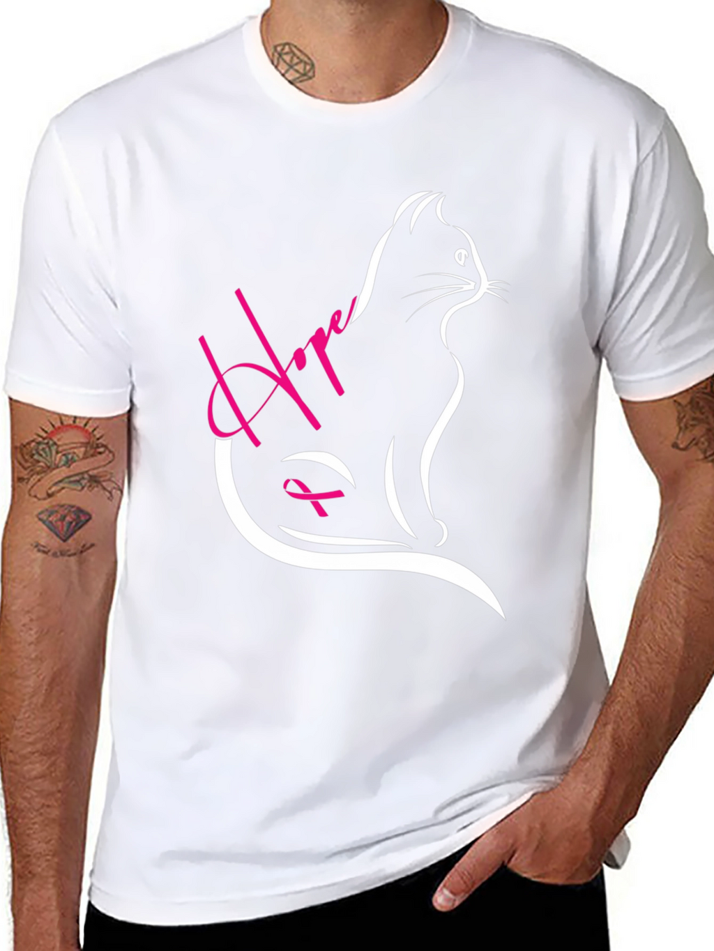 Hope Cat Breast Cancer Awareness T-Shirt