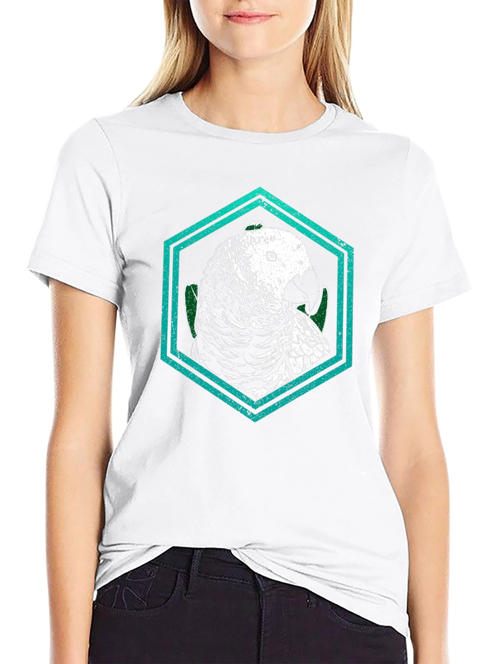 Parrot Graphic Tee - Unique Hexagon Design