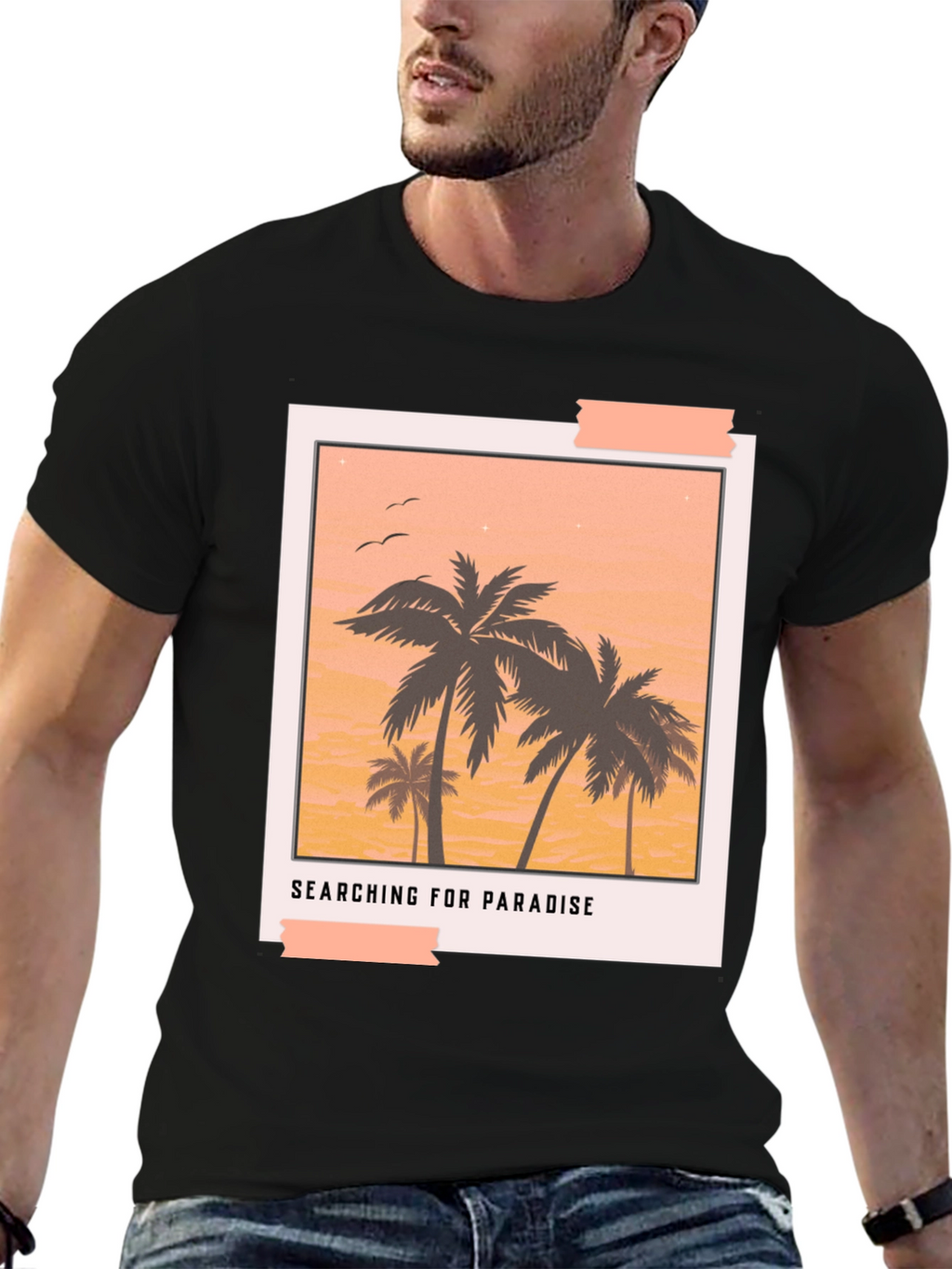 Paradise Graphic Tee - Black Casual T-Shirt