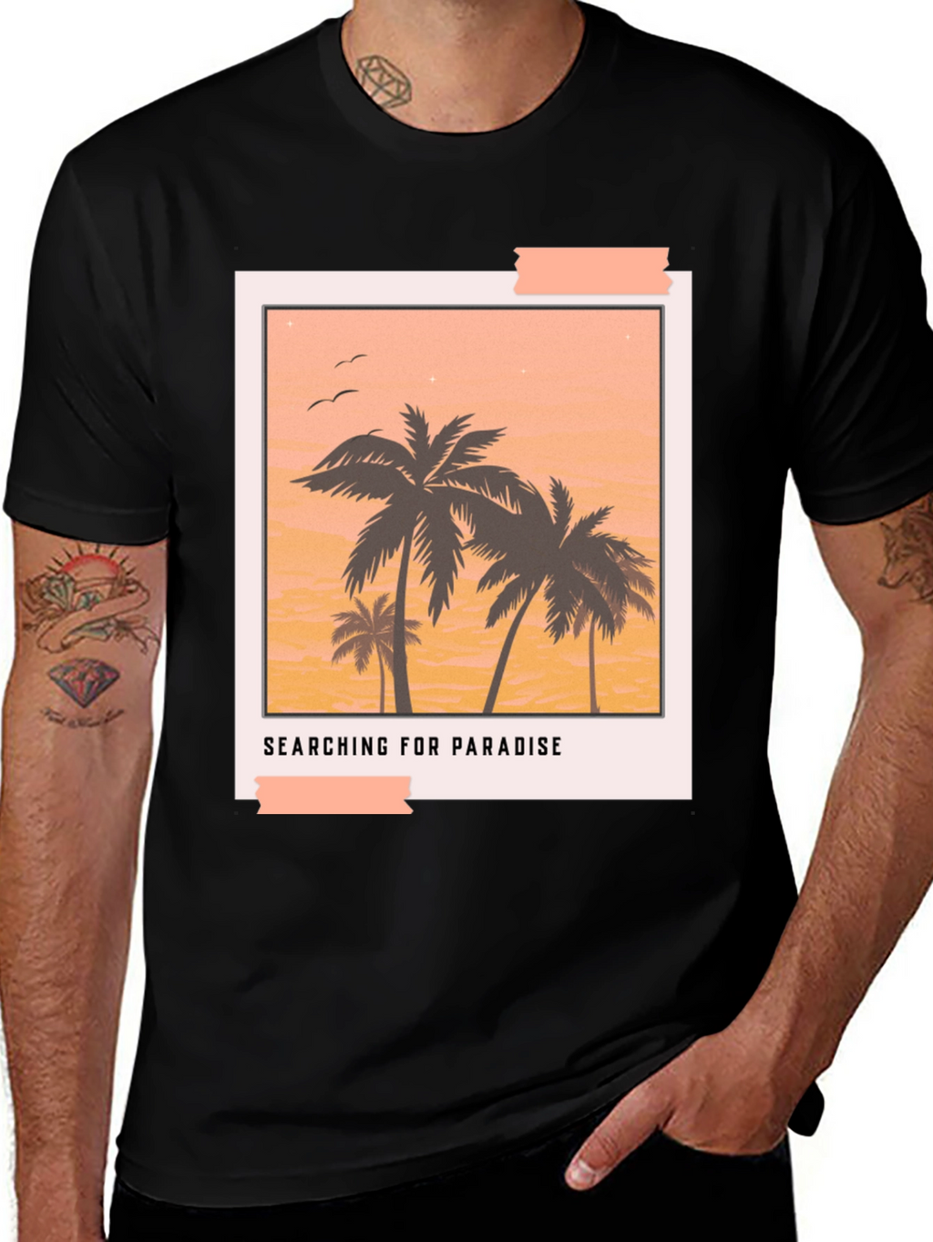 Paradise Graphic Tee - Black Casual T-Shirt