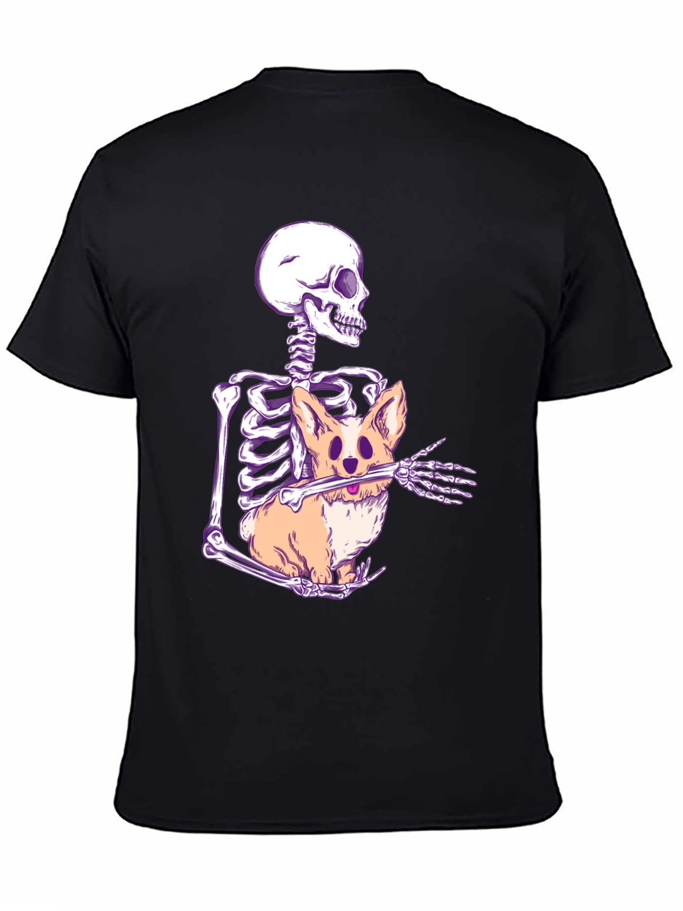 Skeleton Hugging Corgi Graphic Tee