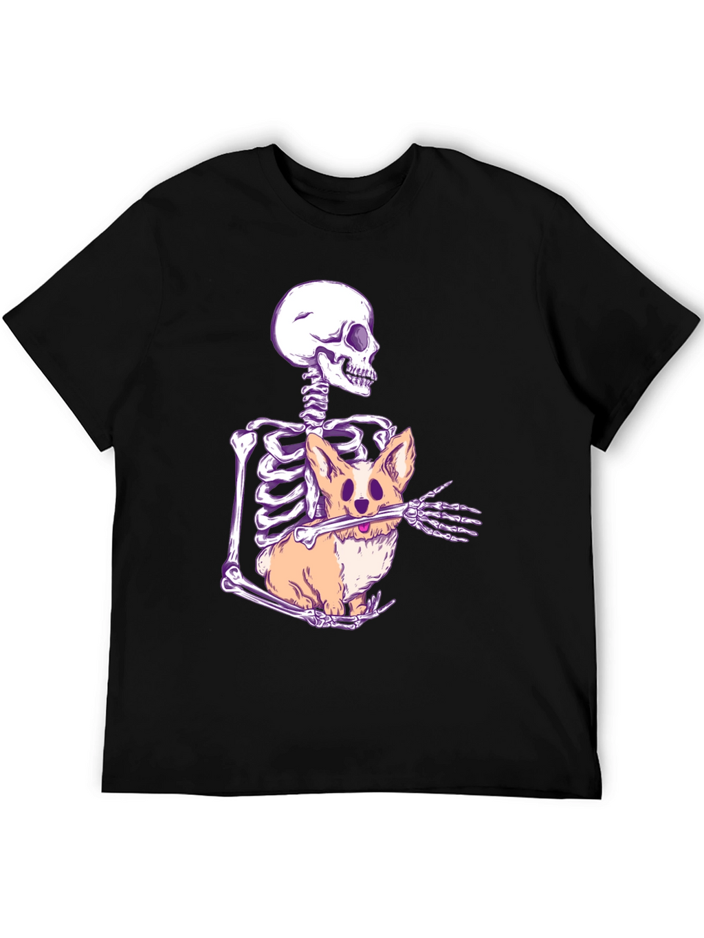 Skeleton Hugging Corgi Graphic Tee