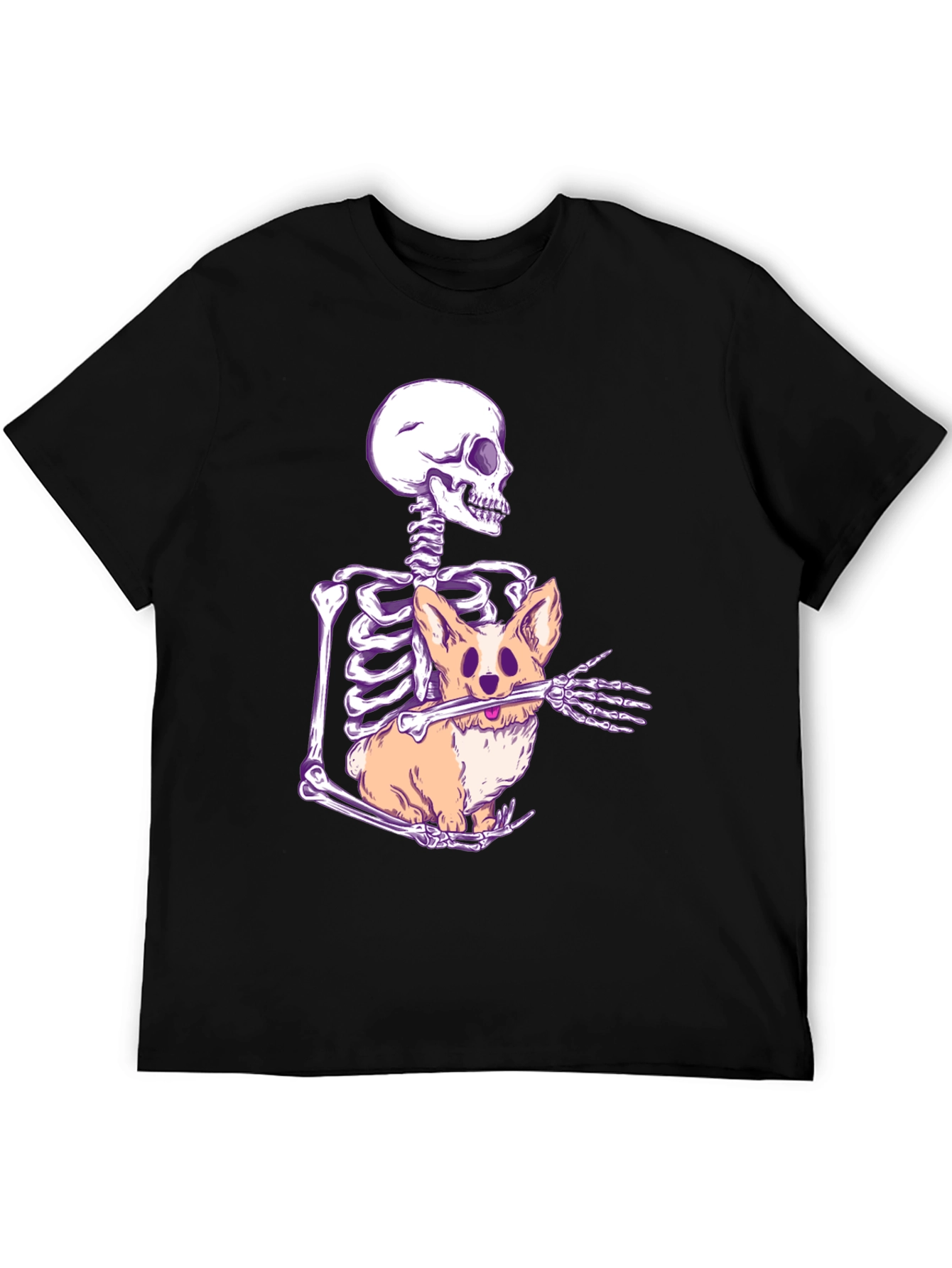 Skeleton Hugging Corgi Graphic Tee