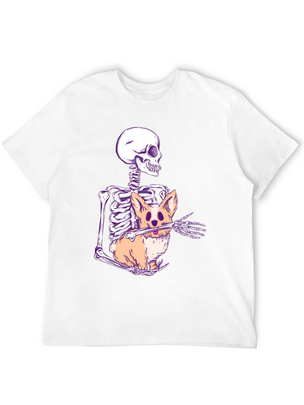 Skeleton Hugging Corgi Graphic Tee