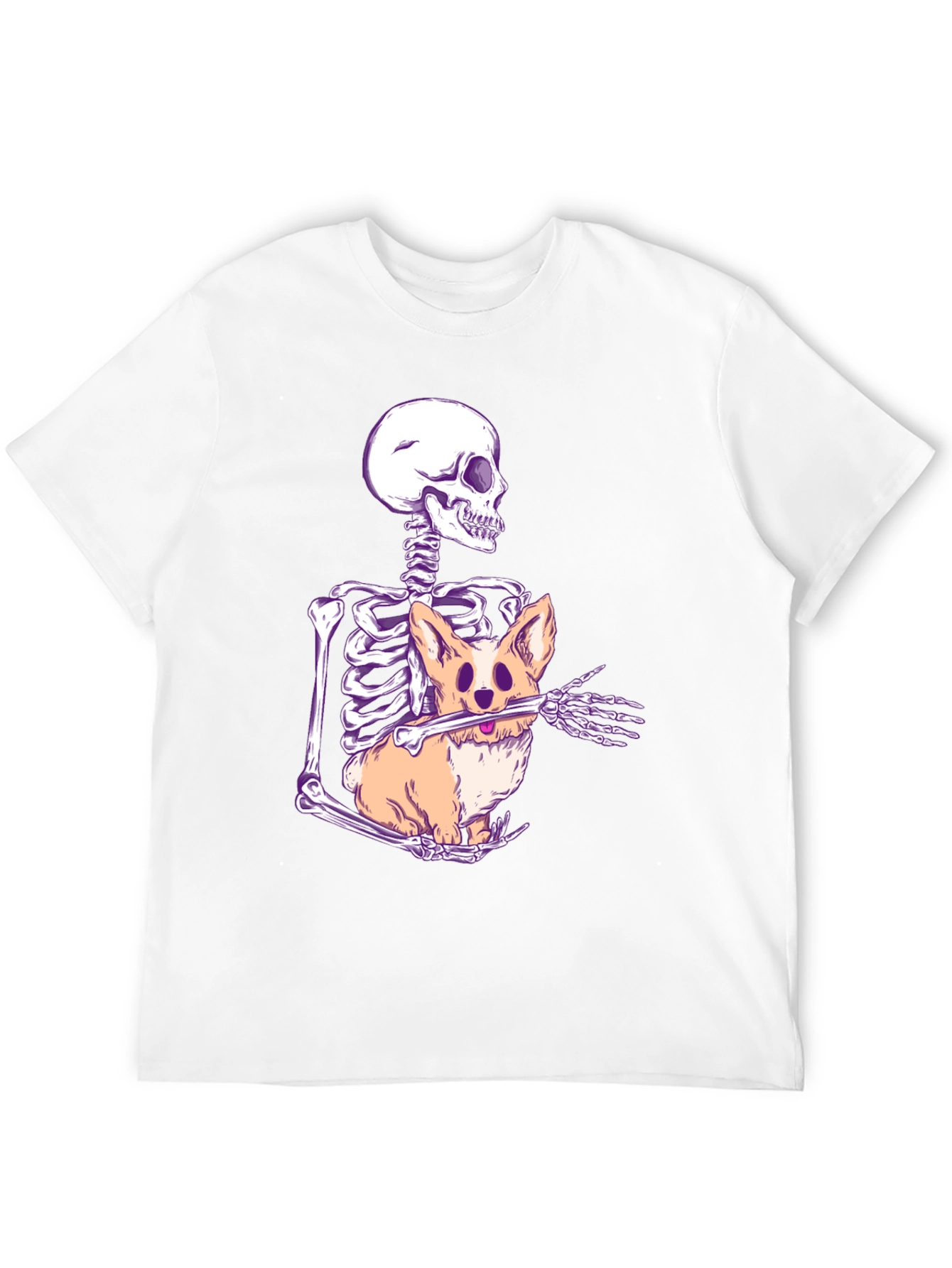 Skeleton Hugging Corgi Graphic Tee