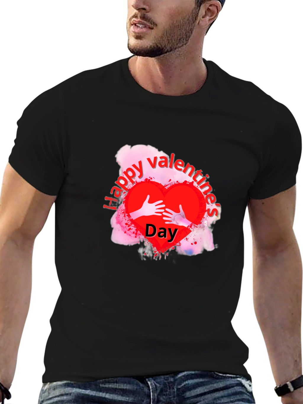 Happy Valentines Day Black T-Shirt
