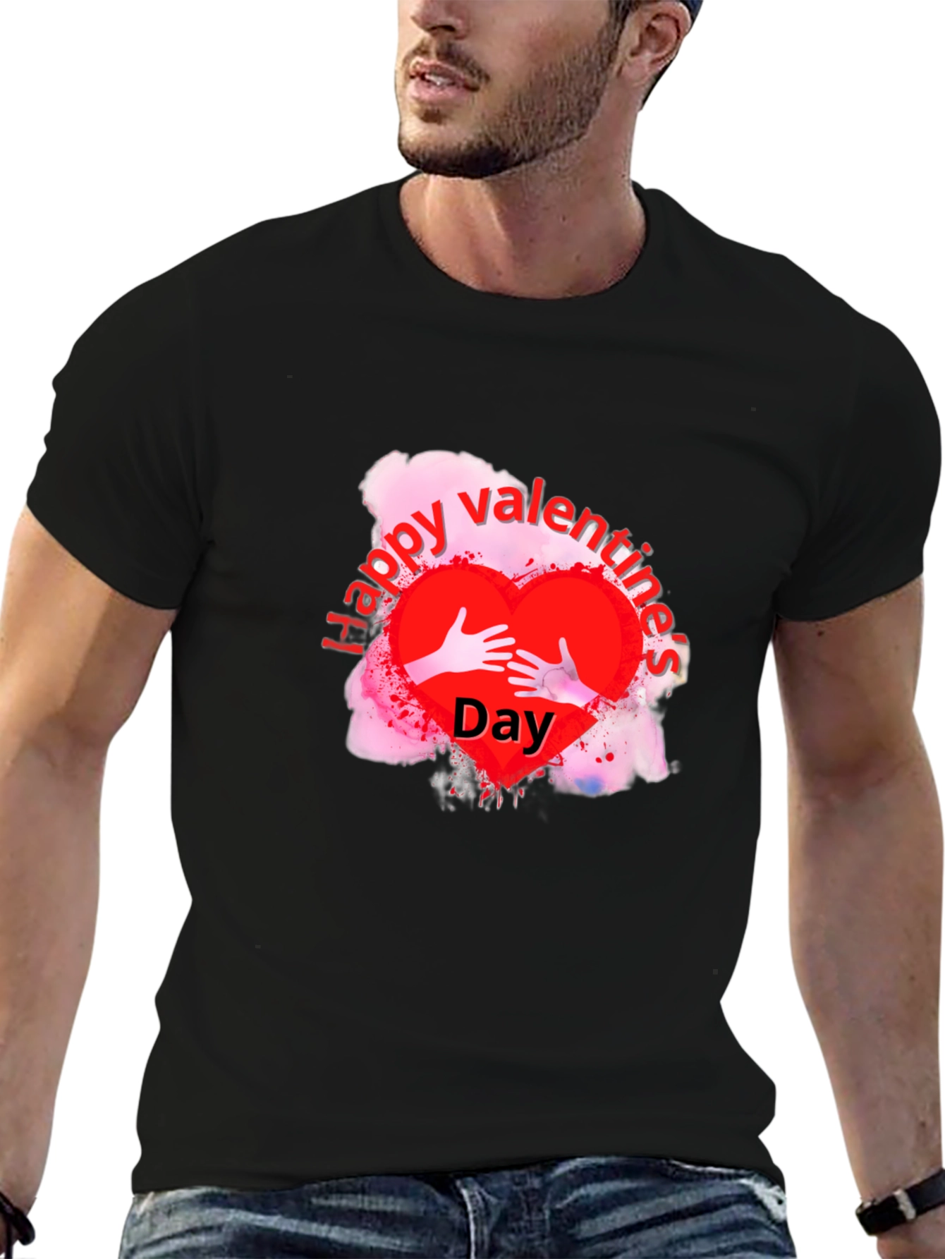 Happy Valentines Day Black T-Shirt