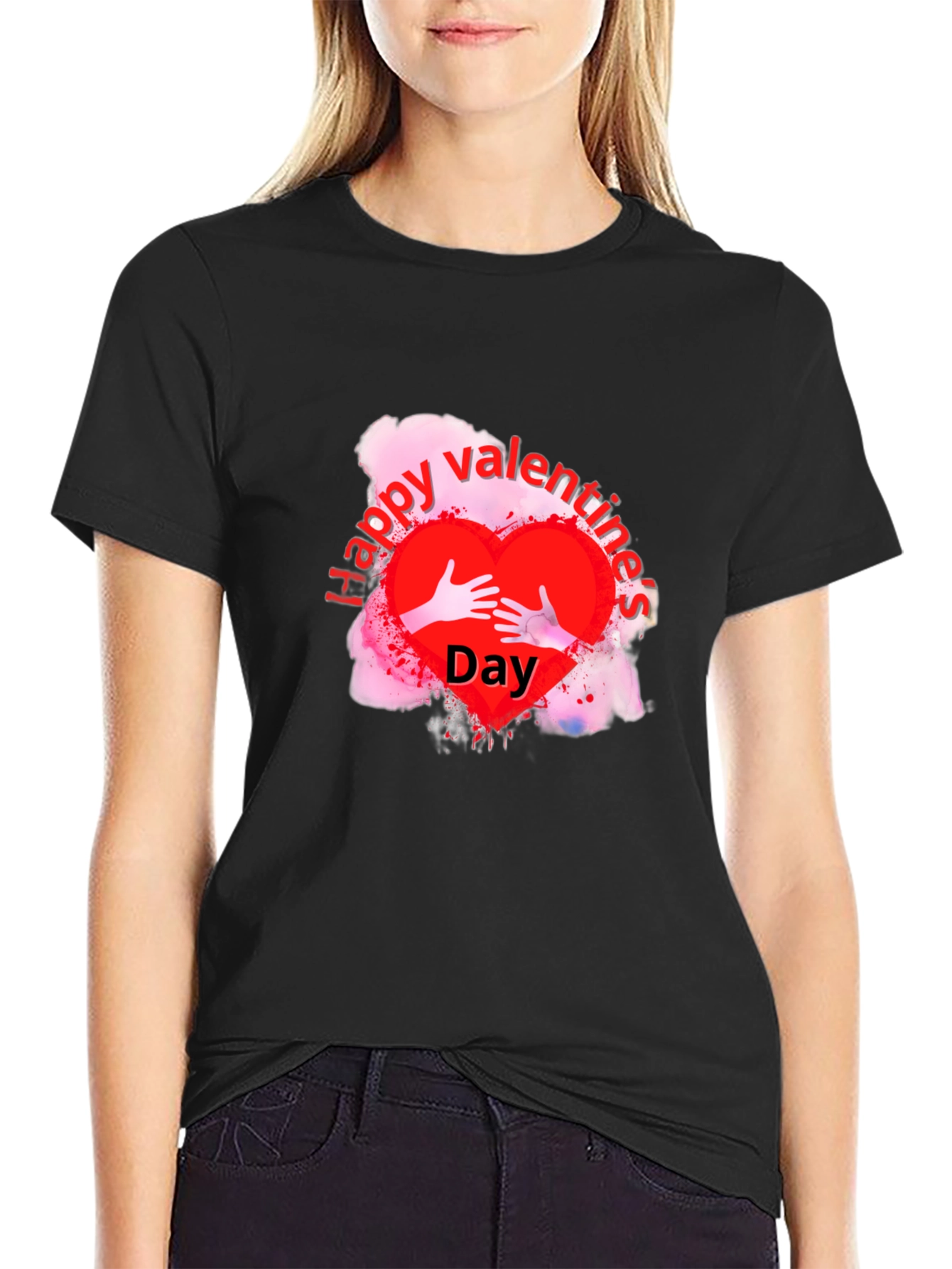 Happy Valentines Day Black T-Shirt