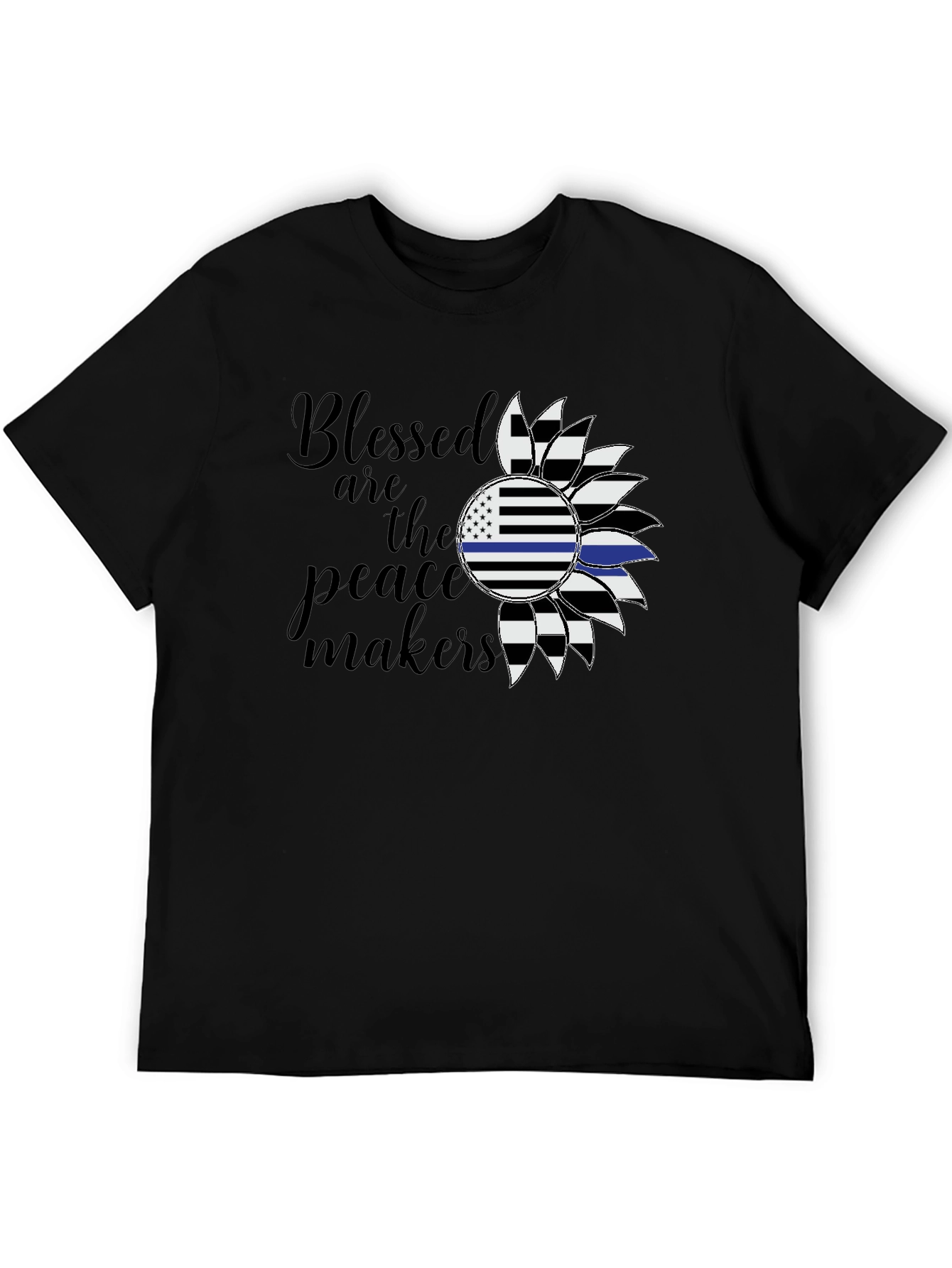 Blessed Peacemakers Sunflower Graphic Tee - Black