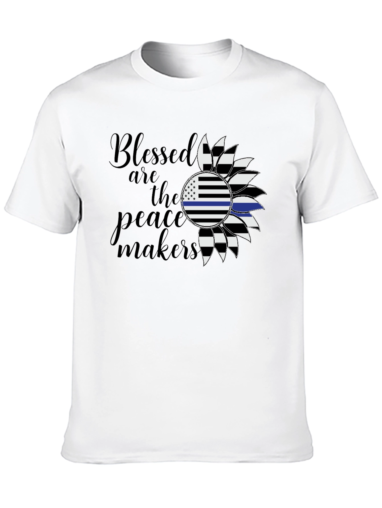 Blessed Peacemakers Sunflower Graphic Tee - Black