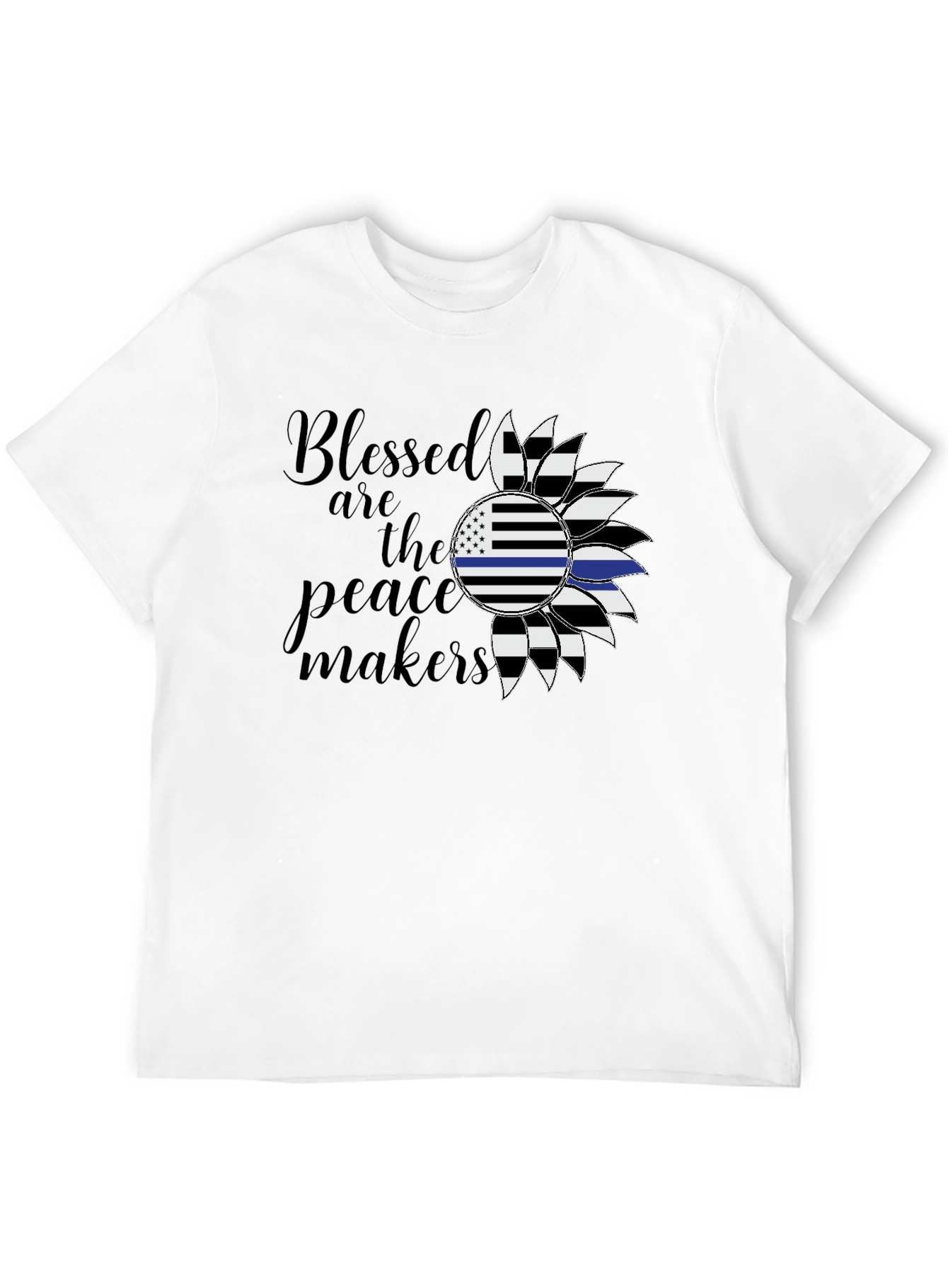 Blessed Peacemakers Sunflower Graphic Tee - Black