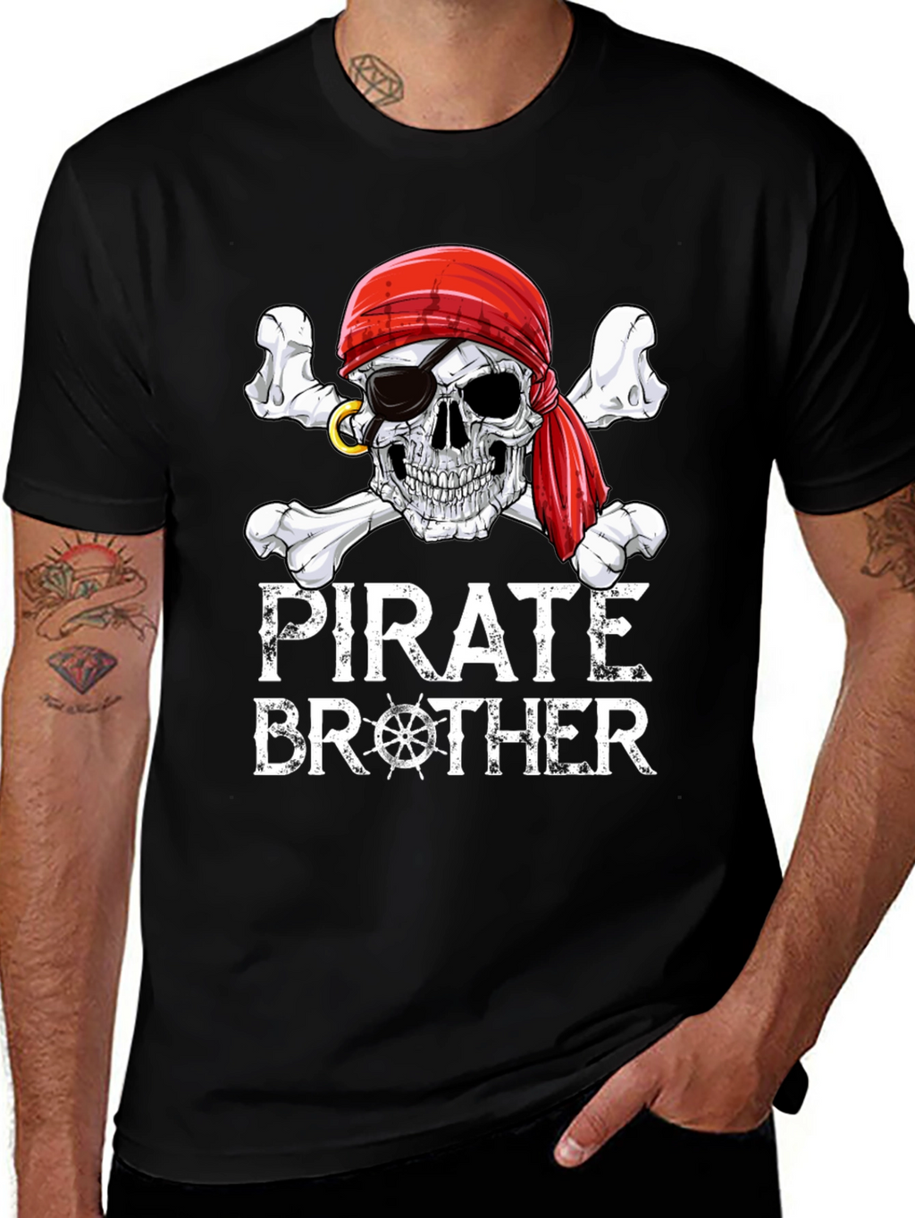 Pirate Brother T-Shirt Skull and Crossbones Graphic Tee