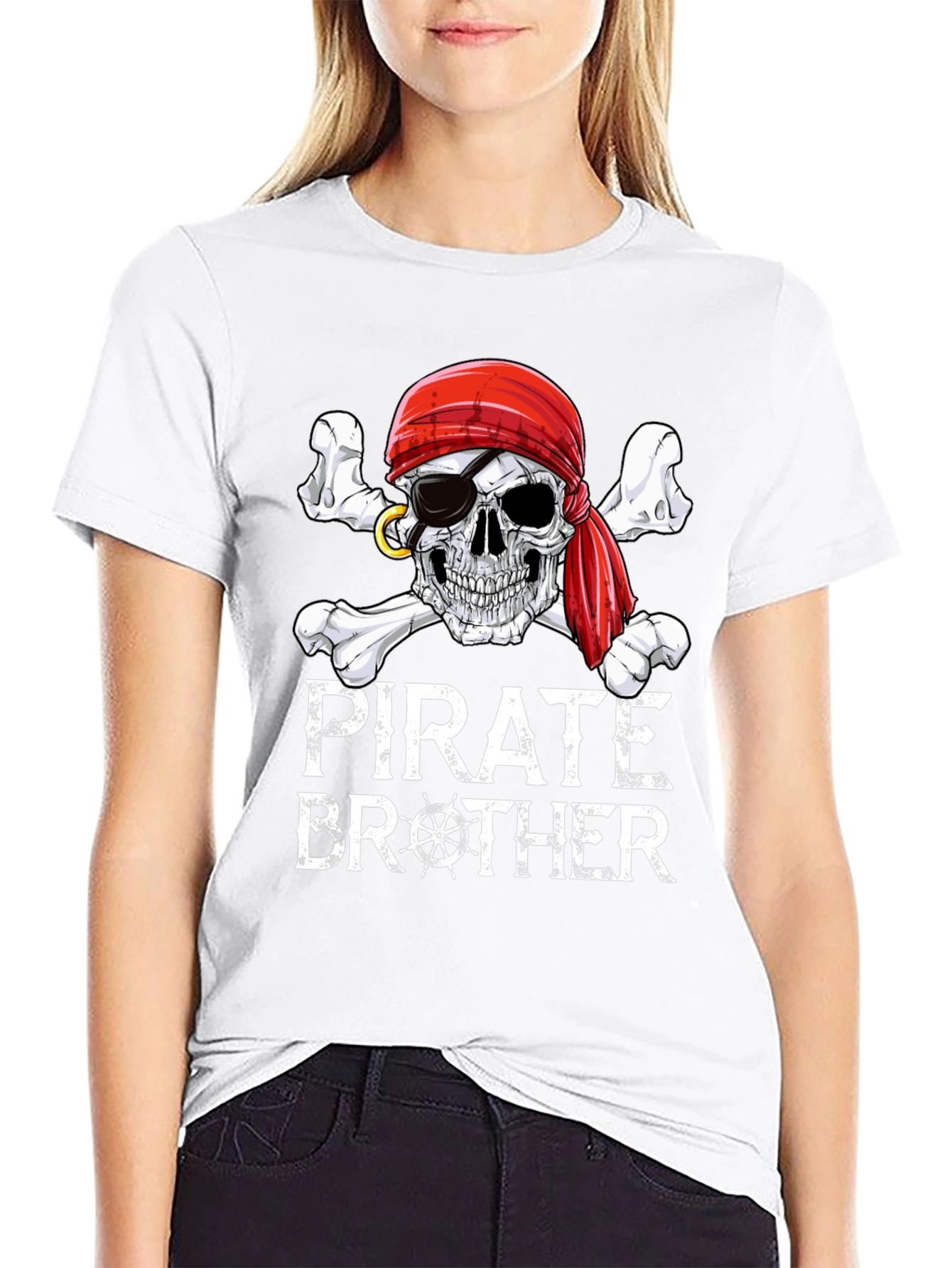 Pirate Brother T-Shirt Skull and Crossbones Graphic Tee