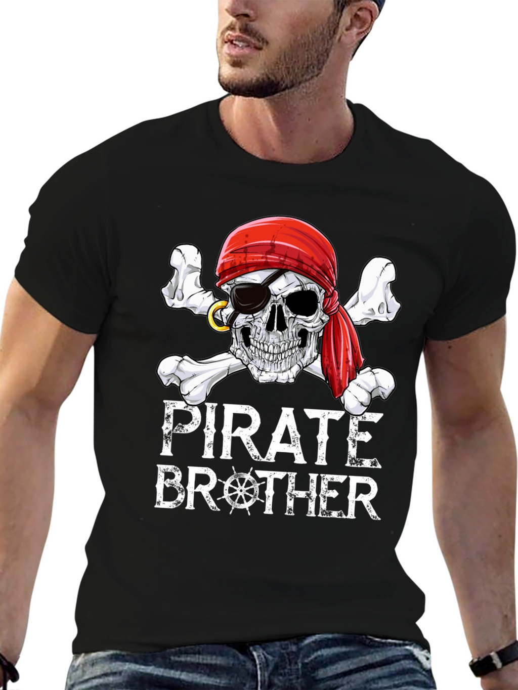 Pirate Brother T-Shirt Skull and Crossbones Graphic Tee