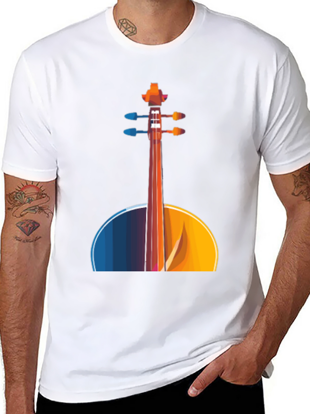 Abstract Cello Graphic Tee - Black Musical Shirt