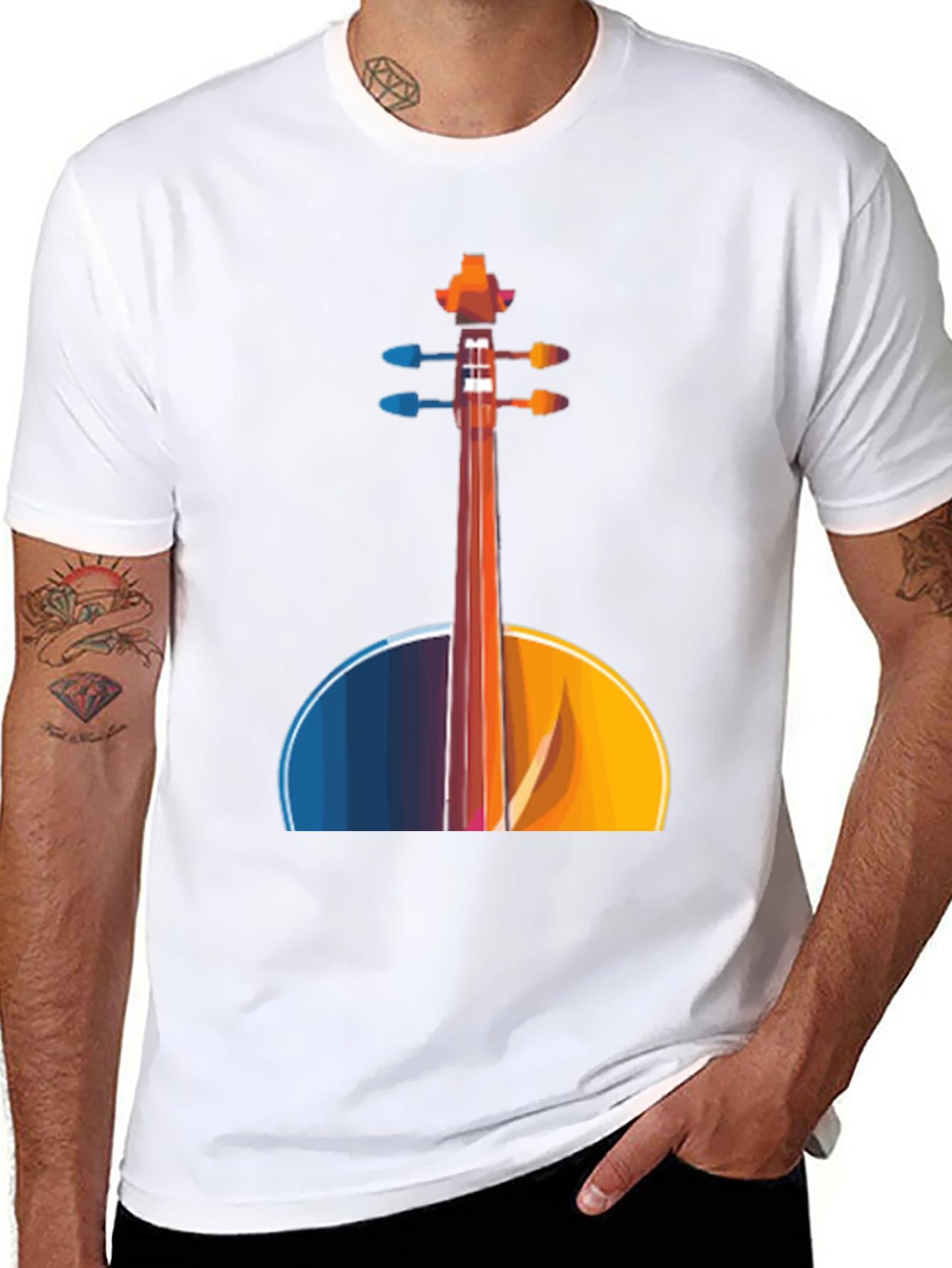Abstract Cello Graphic Tee - Black Musical Shirt