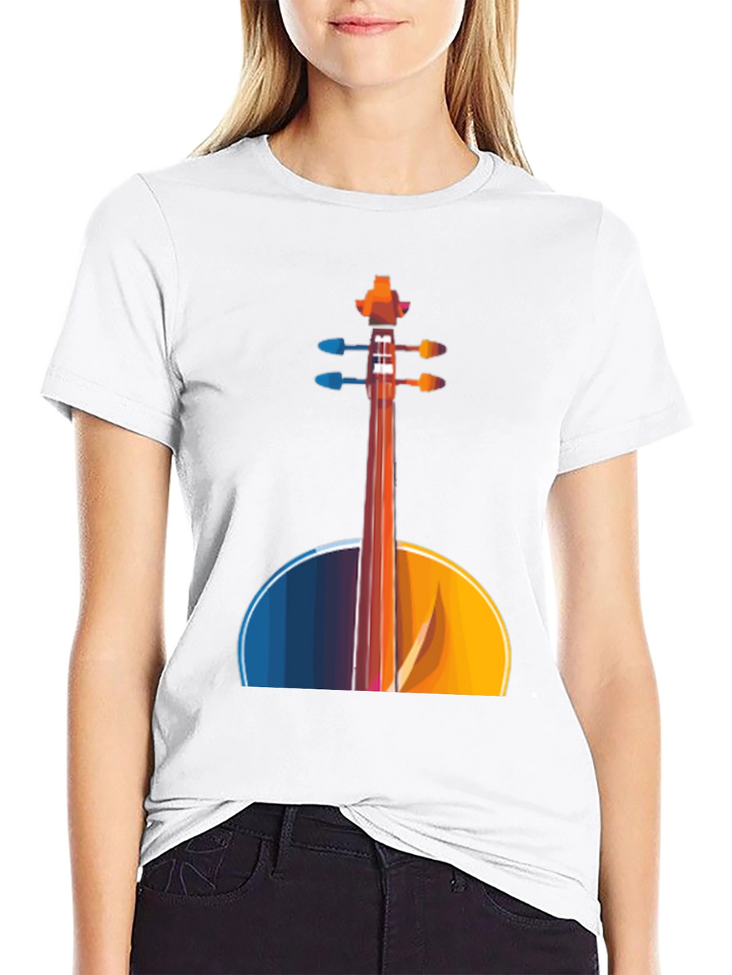 Abstract Cello Graphic Tee - Black Musical Shirt