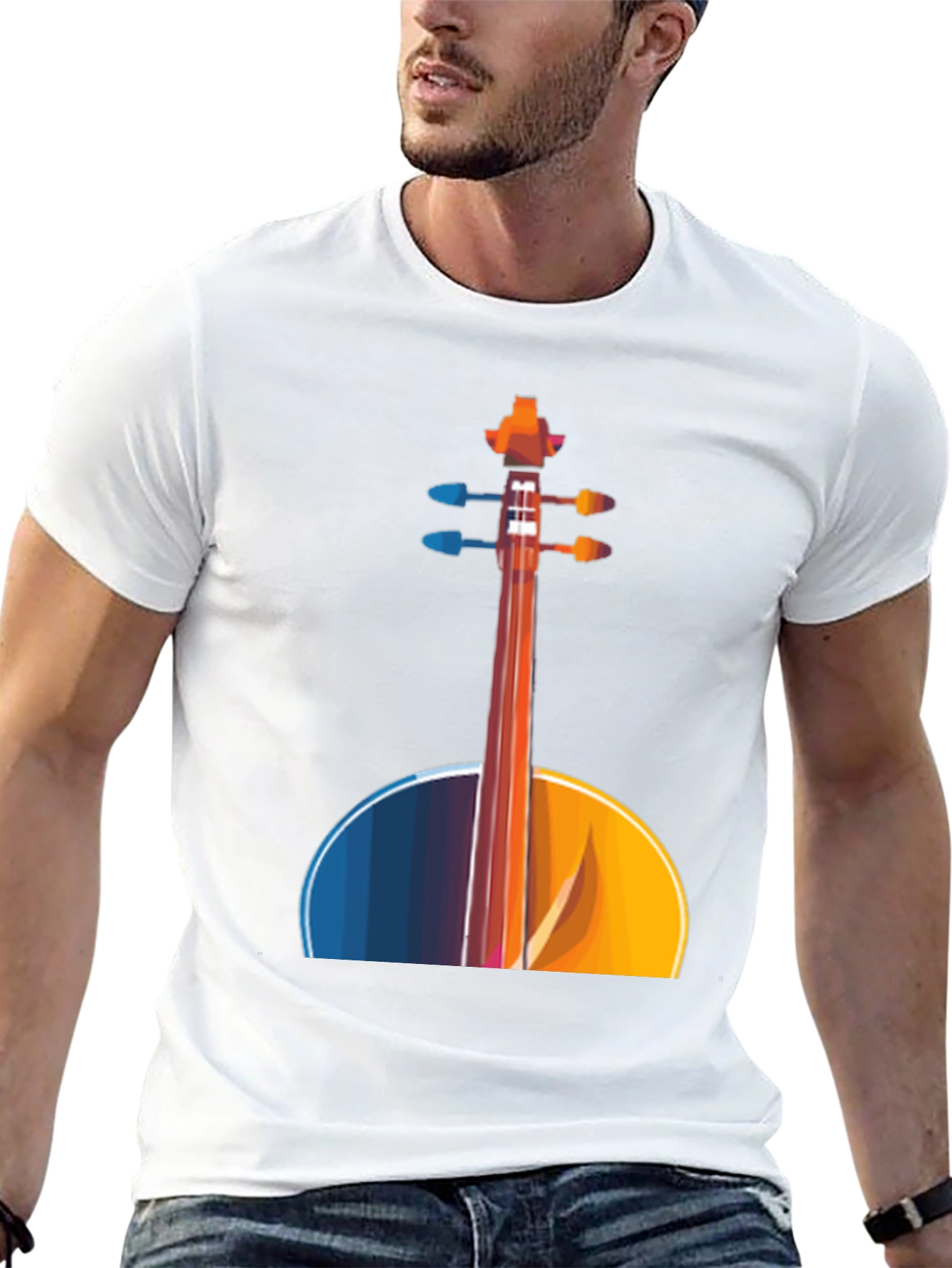 Abstract Cello Graphic Tee - Black Musical Shirt