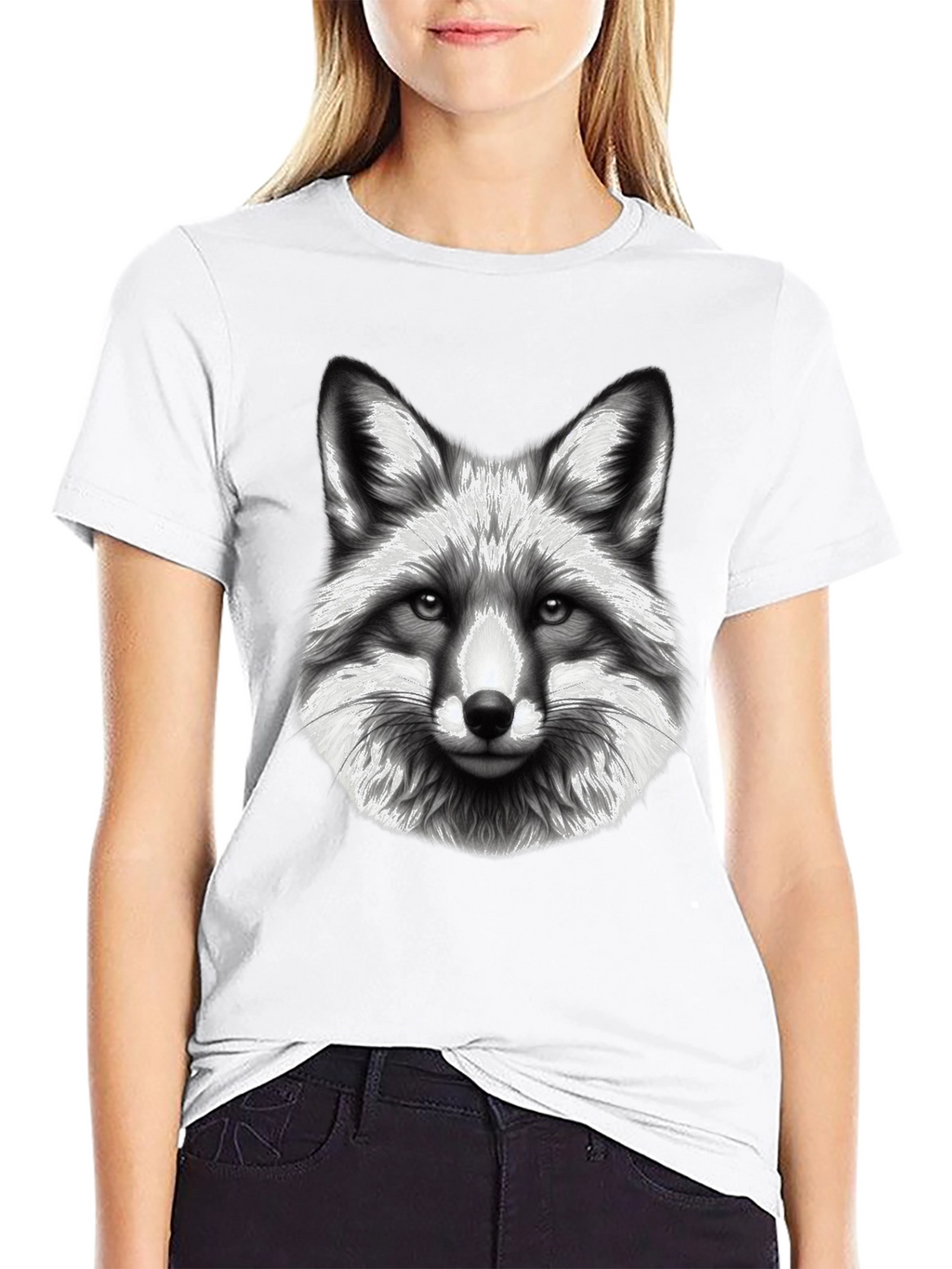 Fox Graphic Tee - Black Cotton Blend T-Shirt