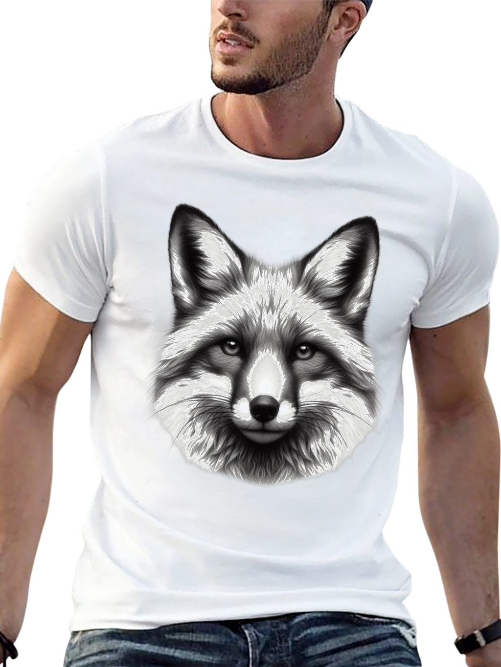 Fox Graphic Tee - Black Cotton Blend T-Shirt