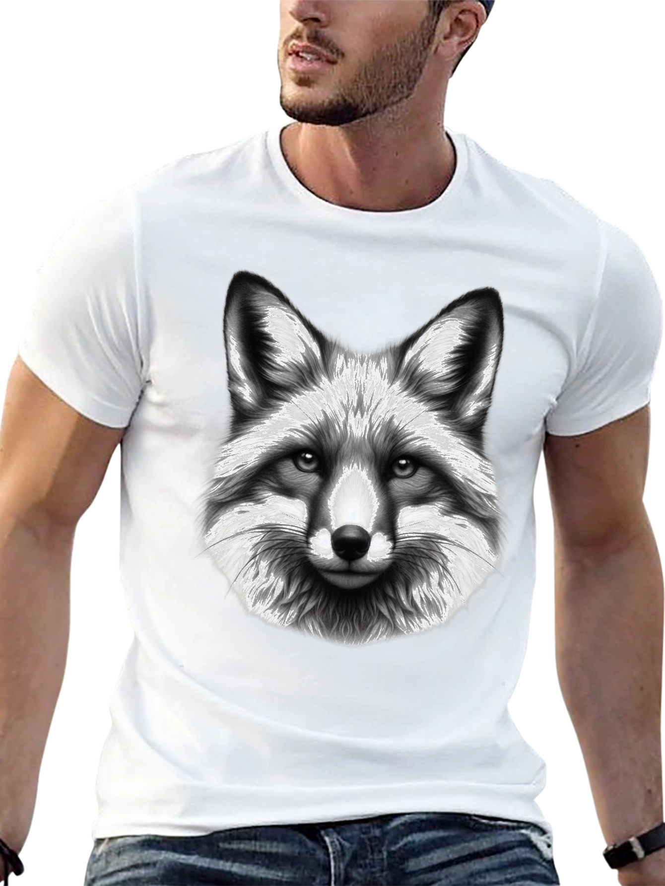 Fox Graphic Tee - Black Cotton Blend T-Shirt